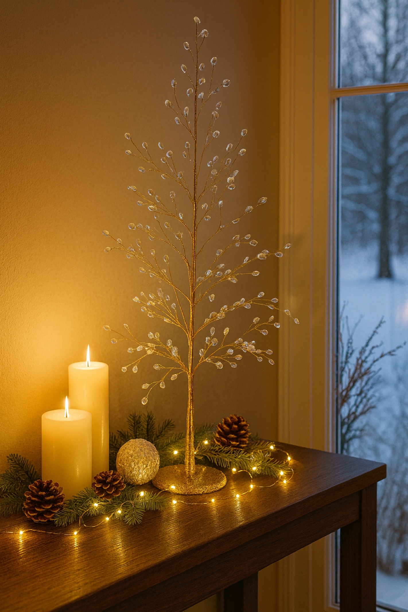 I.GE.A. Kunstbaum »Dekobaum mit Acryl-Steinchen« und Glimmer Weihnachtsbaum Christbaum Weihnachtsdeko