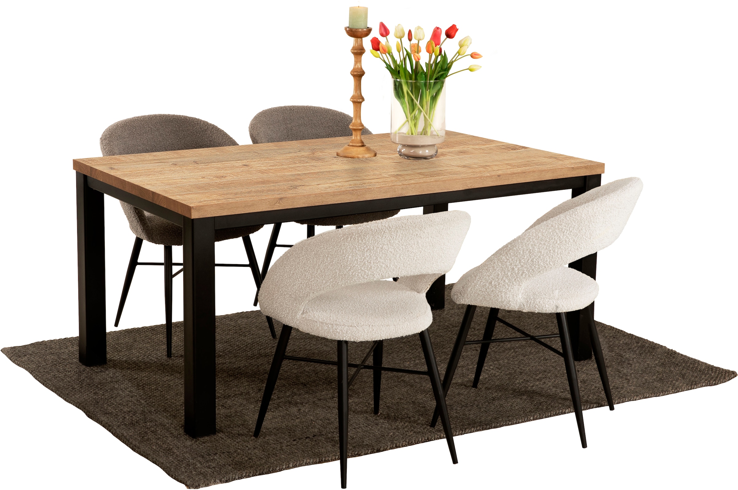 OMG Design Esszimmerstuhl »Marley«, (Set), 1 St., Stoff, mit modernem Cut-Out, Bouclé Bezug