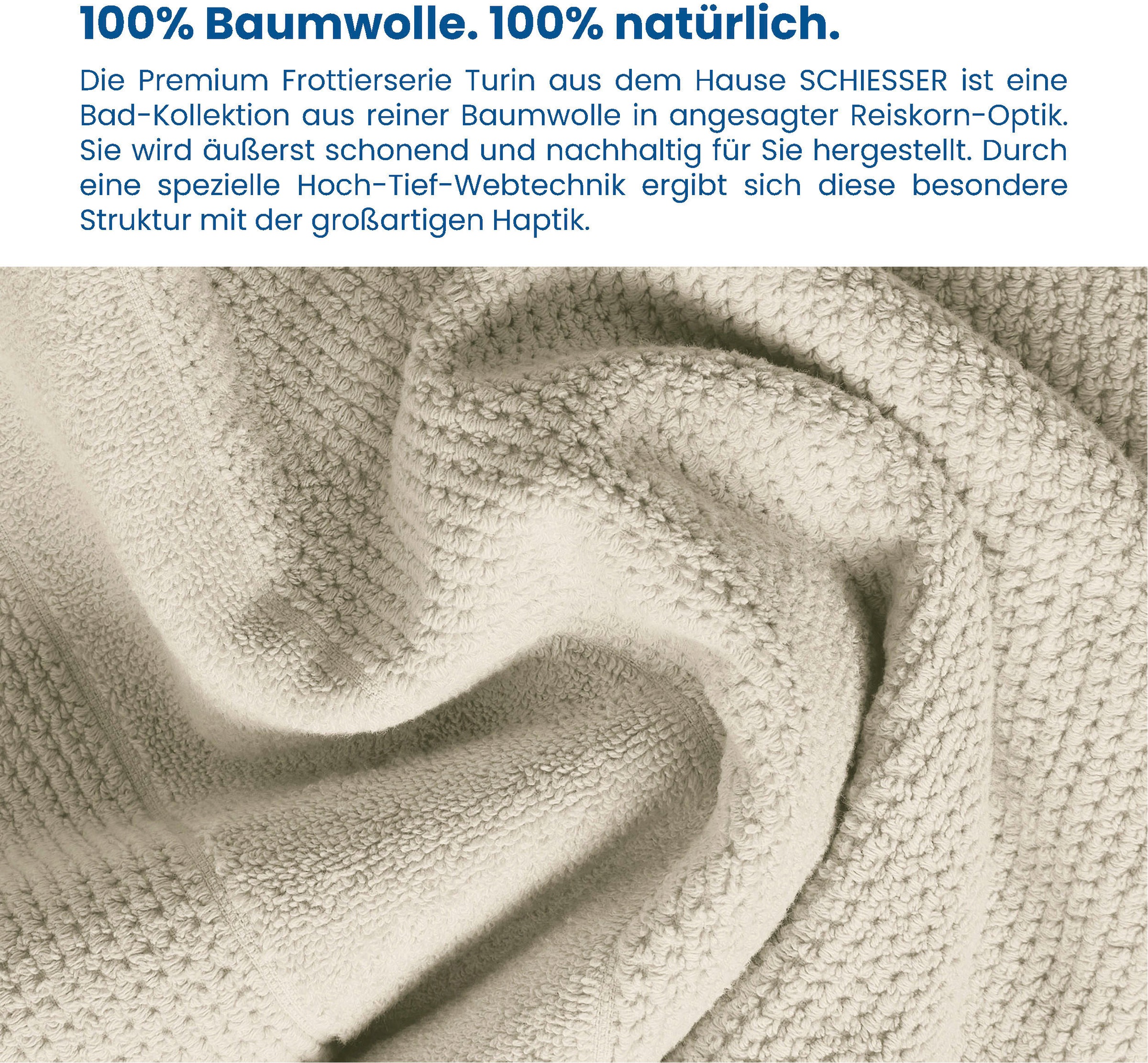 OTTO Baumwolle«, OEKO-TEX®-zertifiziert (2 bei MADE St.), Reiskorn-Optik, online IN Handtücher Set GREEN aus Schiesser 4er im 100% »Turin by