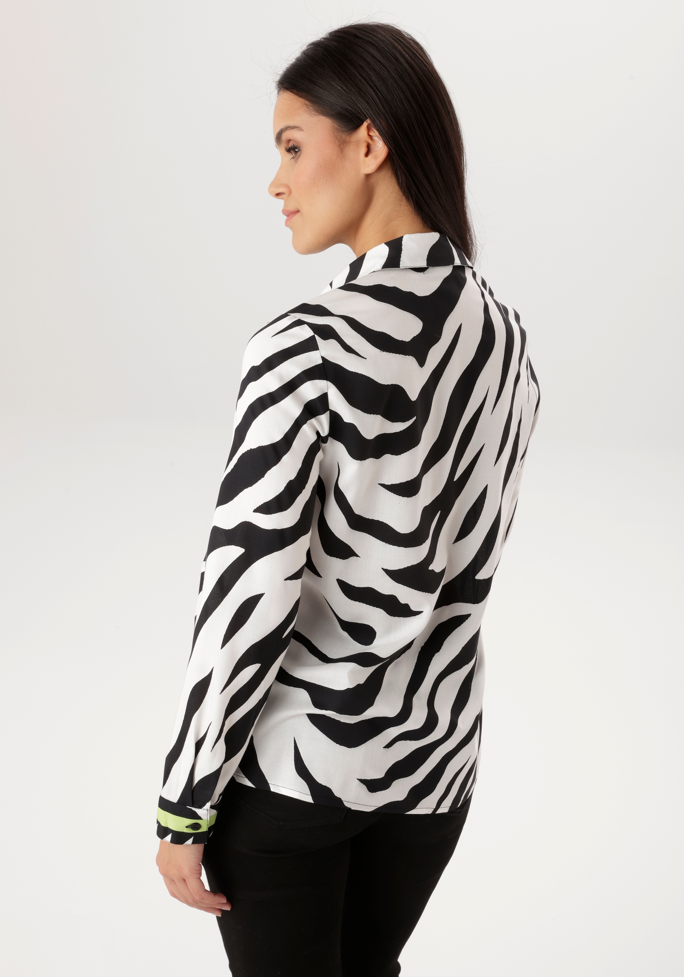 Aniston SELECTED Hemdbluse im Zebra-Look allover mit kontrastfarbigen Streifen - NEUE KOLLEKTION