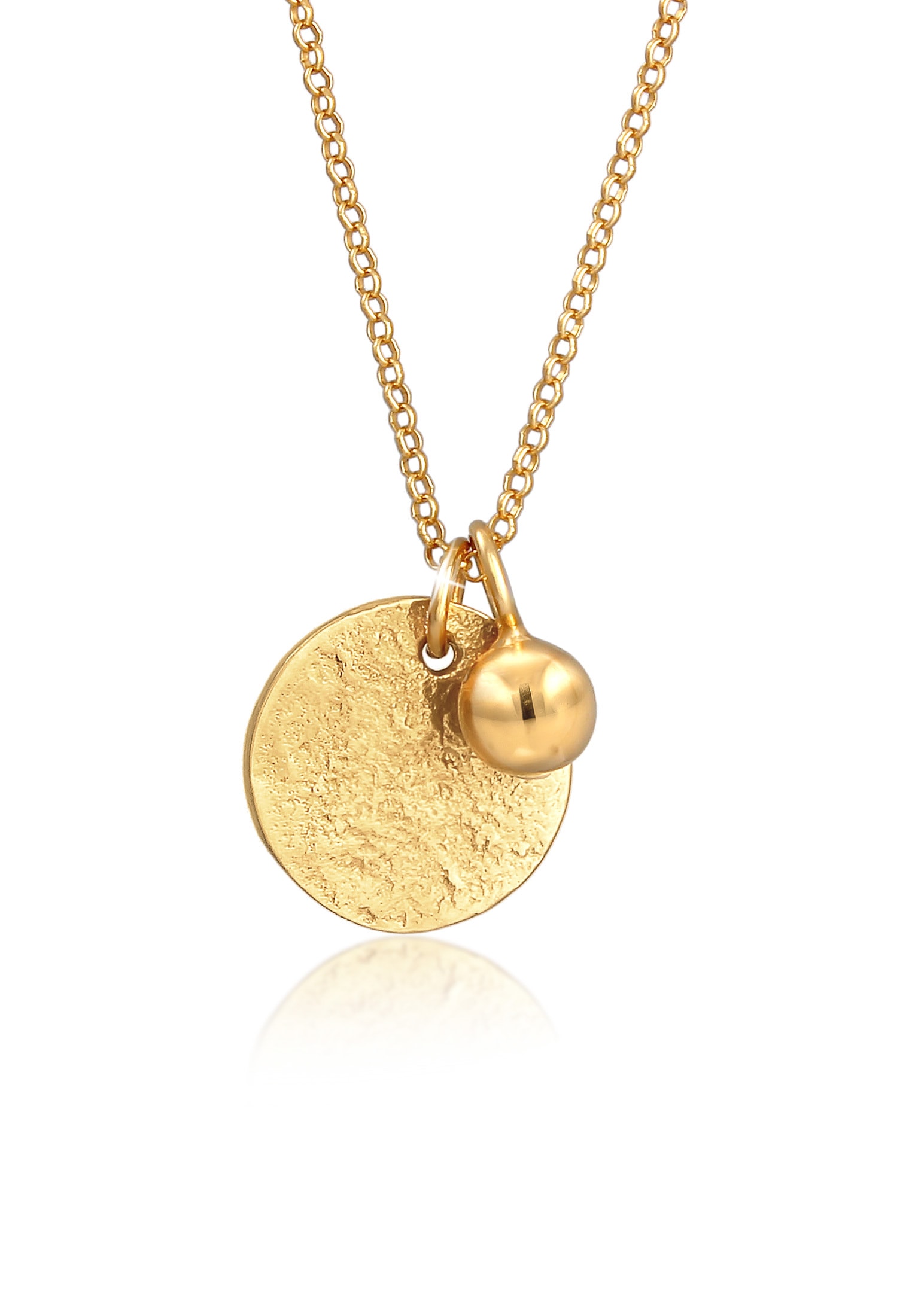 Elli Kette mit Anhänger »Halskette Plättchen Münze Organic Look Geo Kugel 925 Silber«