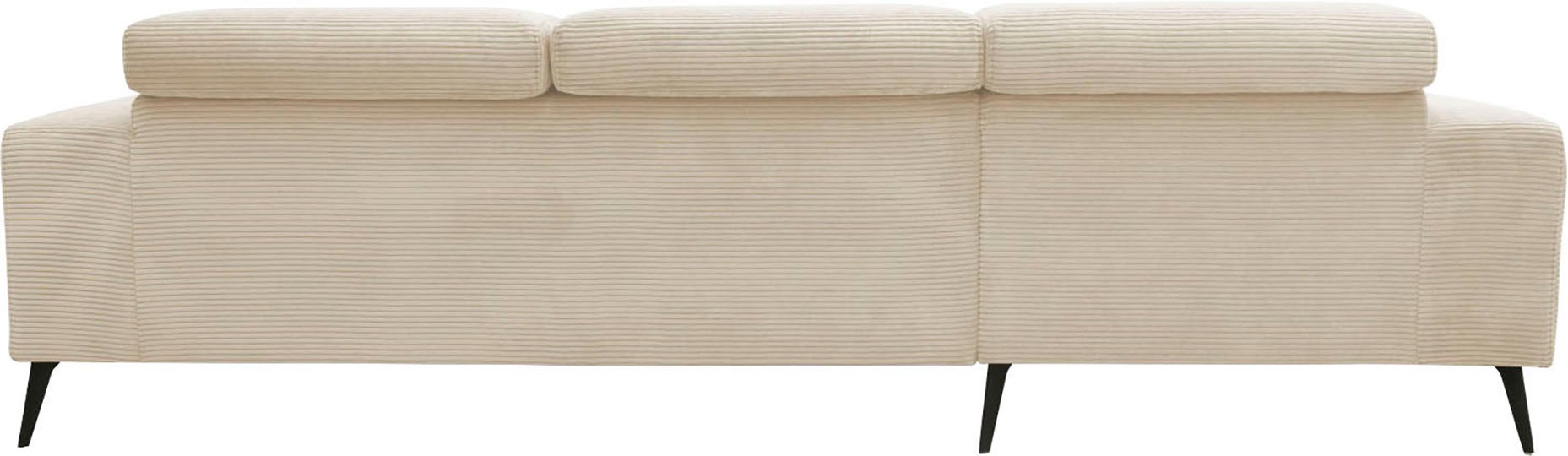 DOMO collection Ecksofa »Trento L-Form, mit Kufenfuß oder Einzelfuß«, wahlweise mit Kopfteilverstellung, Recamiere links/rechts bestellbar