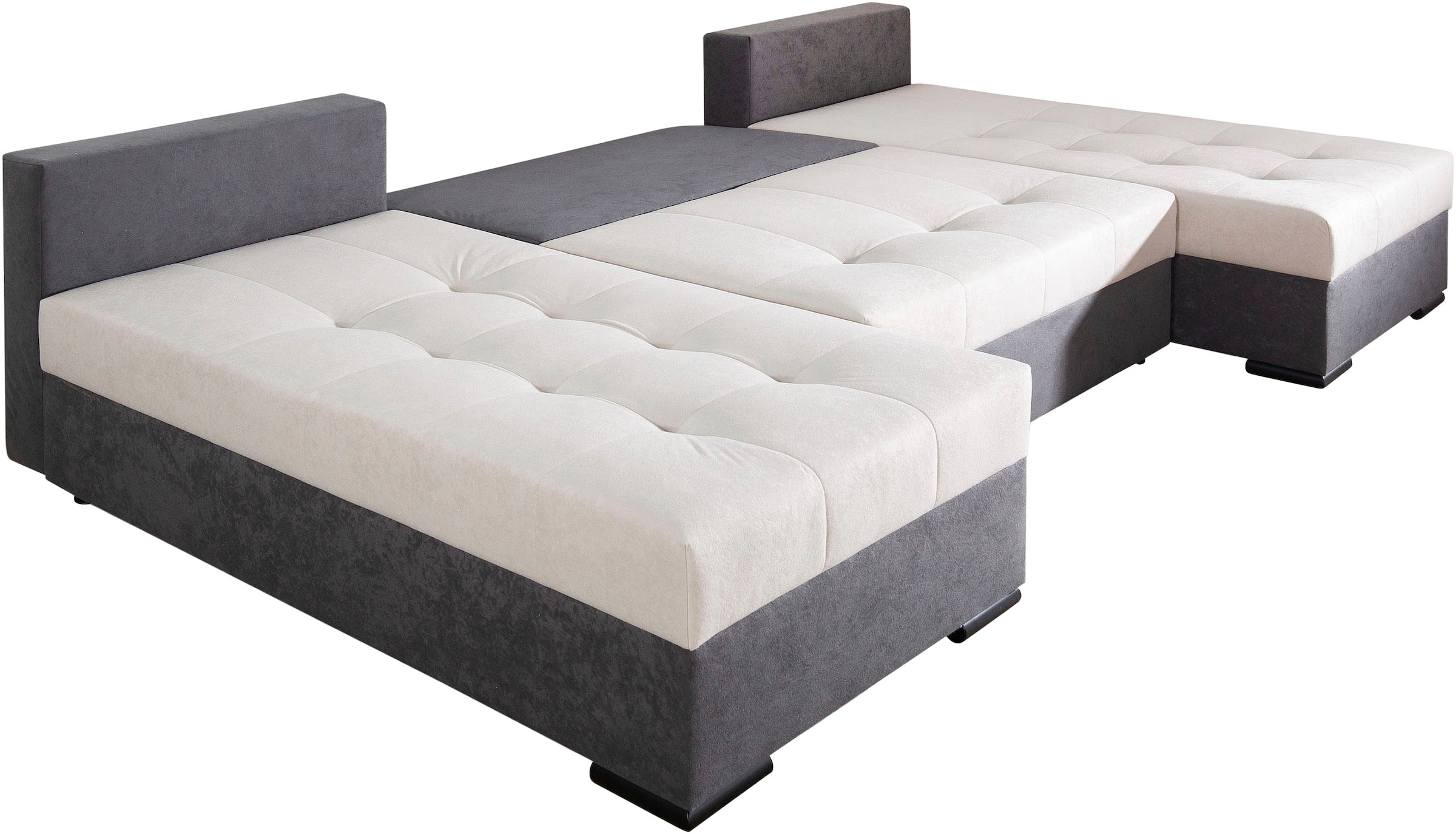 COLLECTION AB Wohnlandschaft »Josy, U-Form, Schlafsofa mit Bettkasten«, (Cord-/Mix), flexible Recamiere, Breite: 269cm, inklusive Rückenkissen