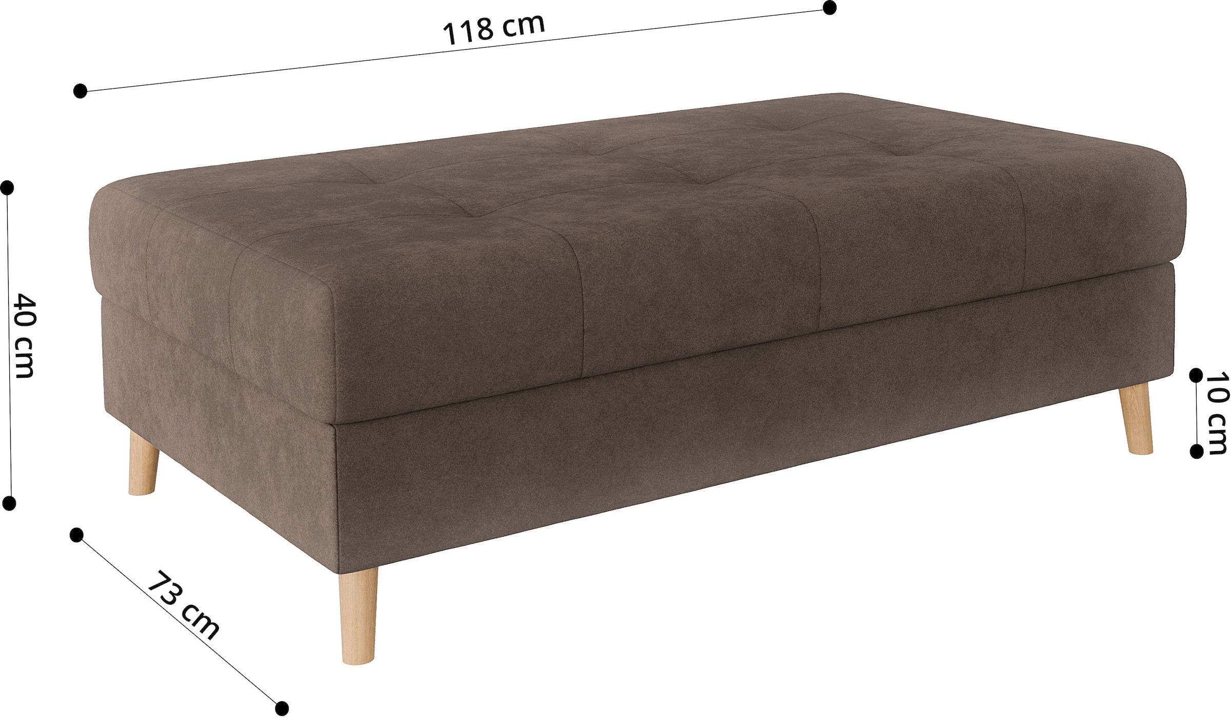 Home affaire Polsterhocker »CHARRE XXL, Steppung im Sitzbereich, Maße: B/T/H: 118/73/40 cm« passend zur Serie CHARRE, auch in Cord und Bouclé,