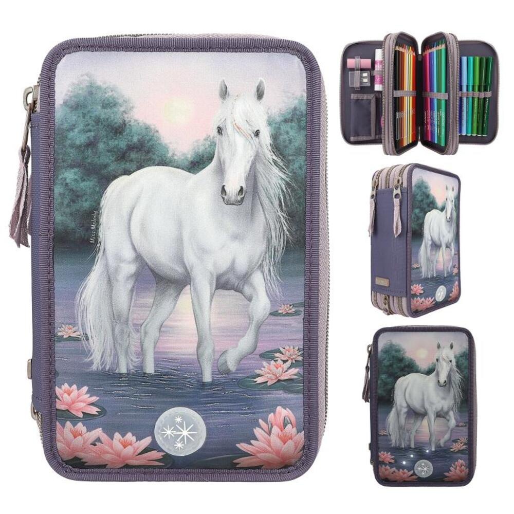 Depesche Buntstift »3-Fach Federtasche LED Seerosen Miss Melody 20 x 13 x 7,5 cm bunt«