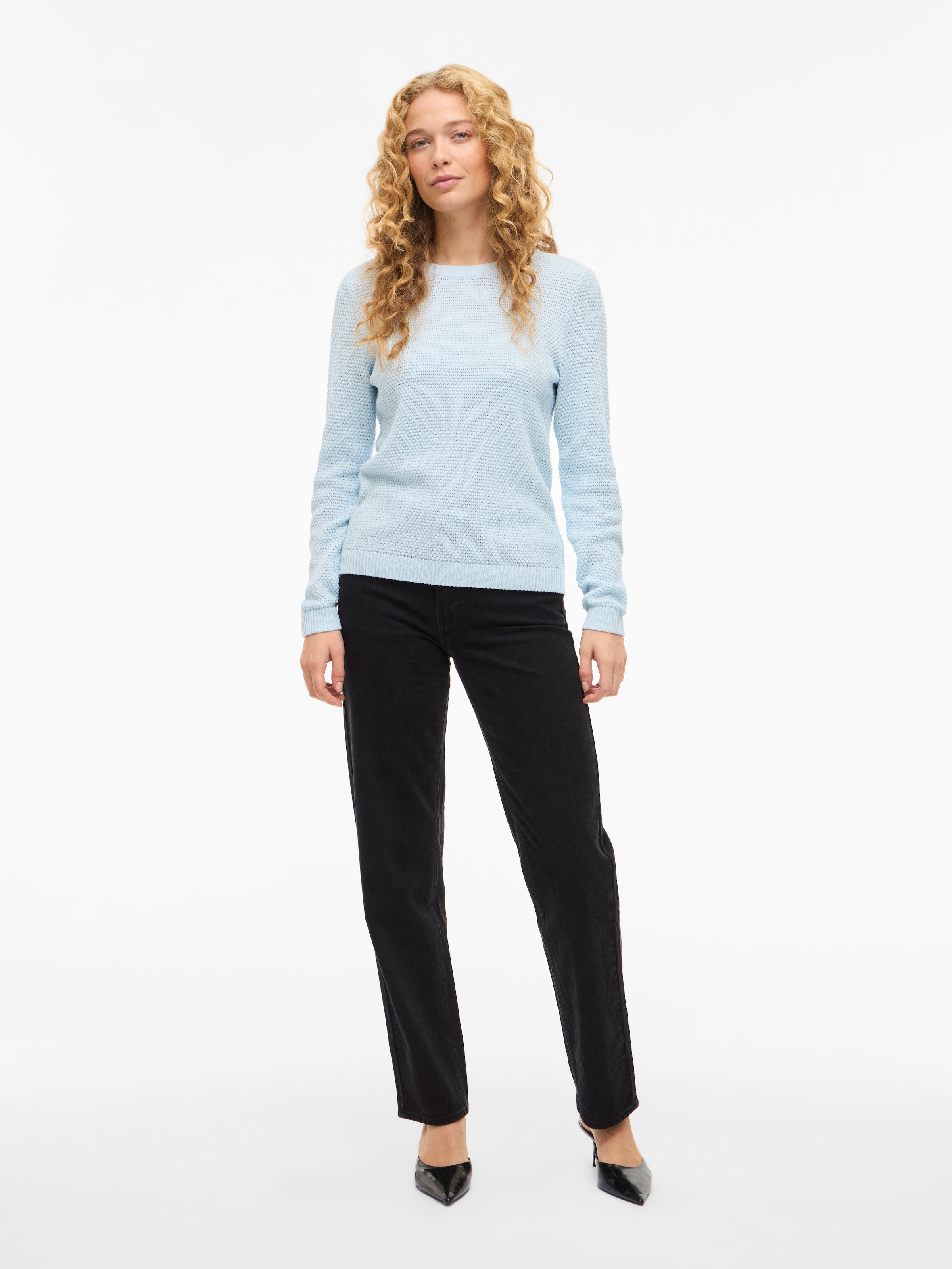 Vila Rundhalspullover »VIDALO O-NECK L/S KNIT TOP- NOOS« Baumwolle, regular fit