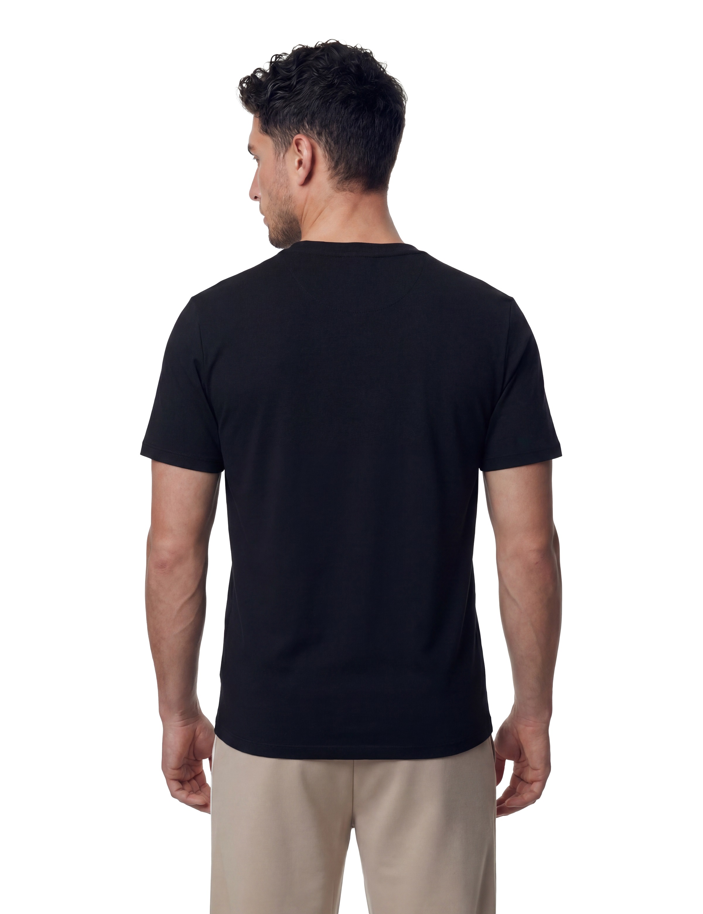 Guess T-Shirt »TRIANGLE SPRAY TEE« Rundhalsausschnitt, Baumwoll-Mix, Slim Fit
