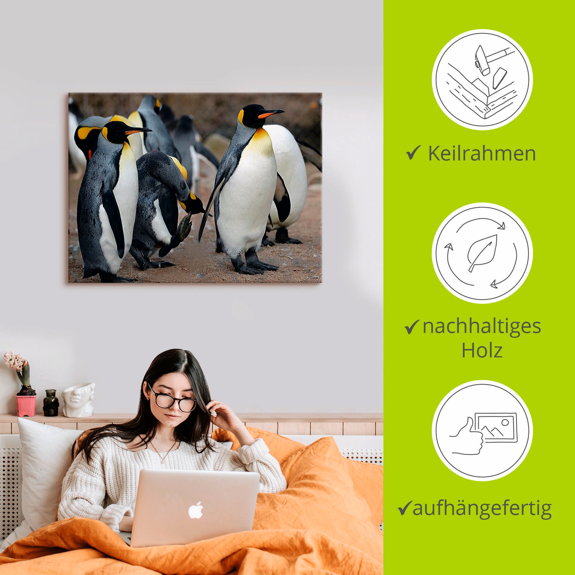 Artland Wandbild »Königspinguin«, Vögel, (1 St.), als Leinwandbild, Wandaufkleber in verschied. Größen