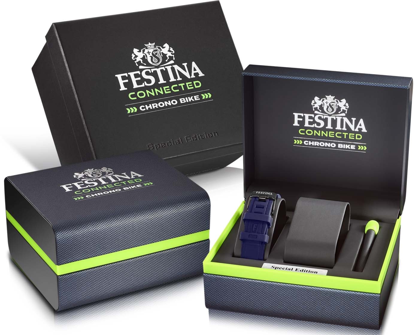 Festina Chronograph »Chrono Bike Connected - Special Edition«, (Set, 3 tlg., Uhr mit Wechselband und Werkzeug), Armbanduhr, Quarzuhr, Herrenuhr, Stoppfunktion, Saphirglas