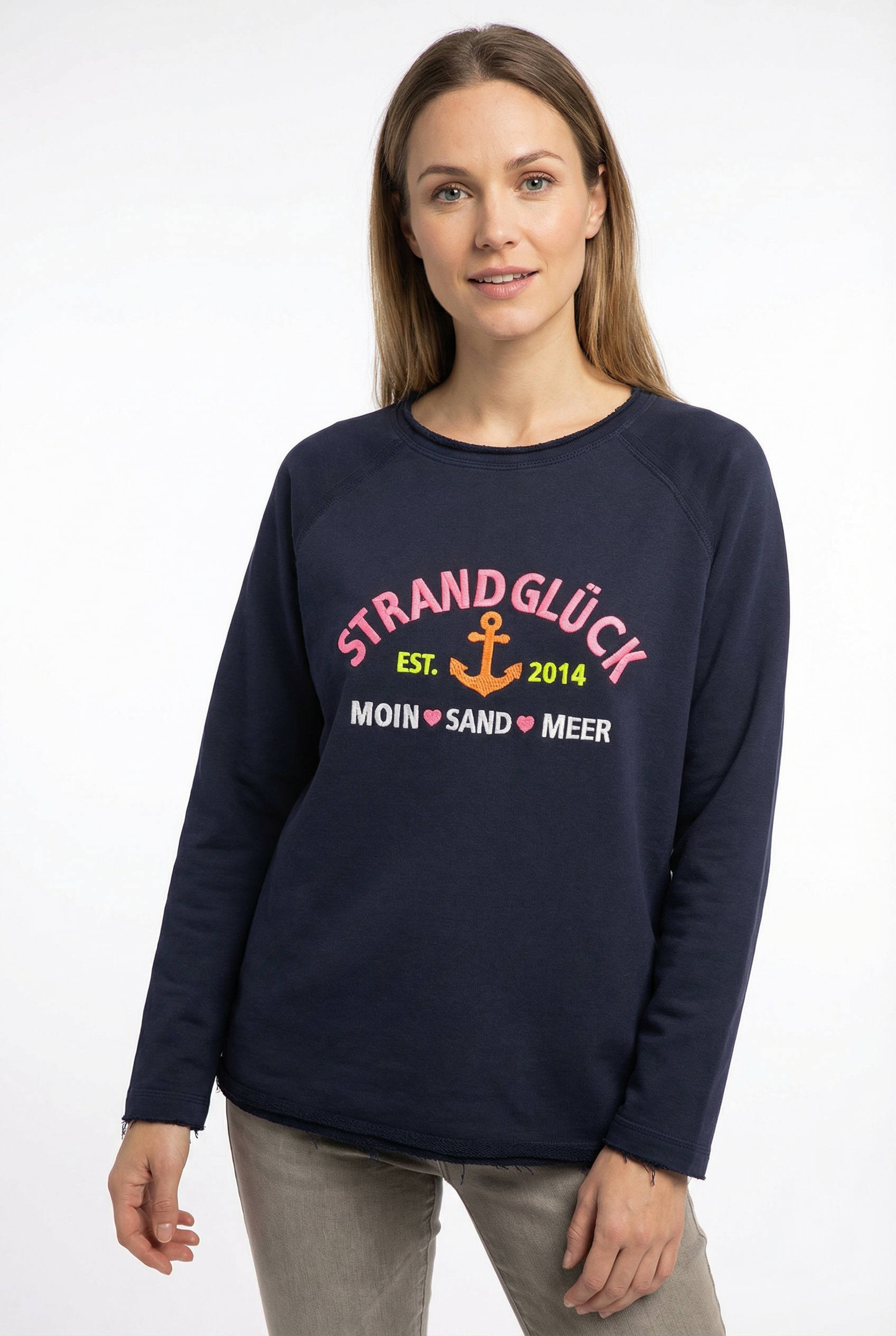 Zwillingsherz Sweatshirt »"Strandglück"«, mit Used-Look Kanten
