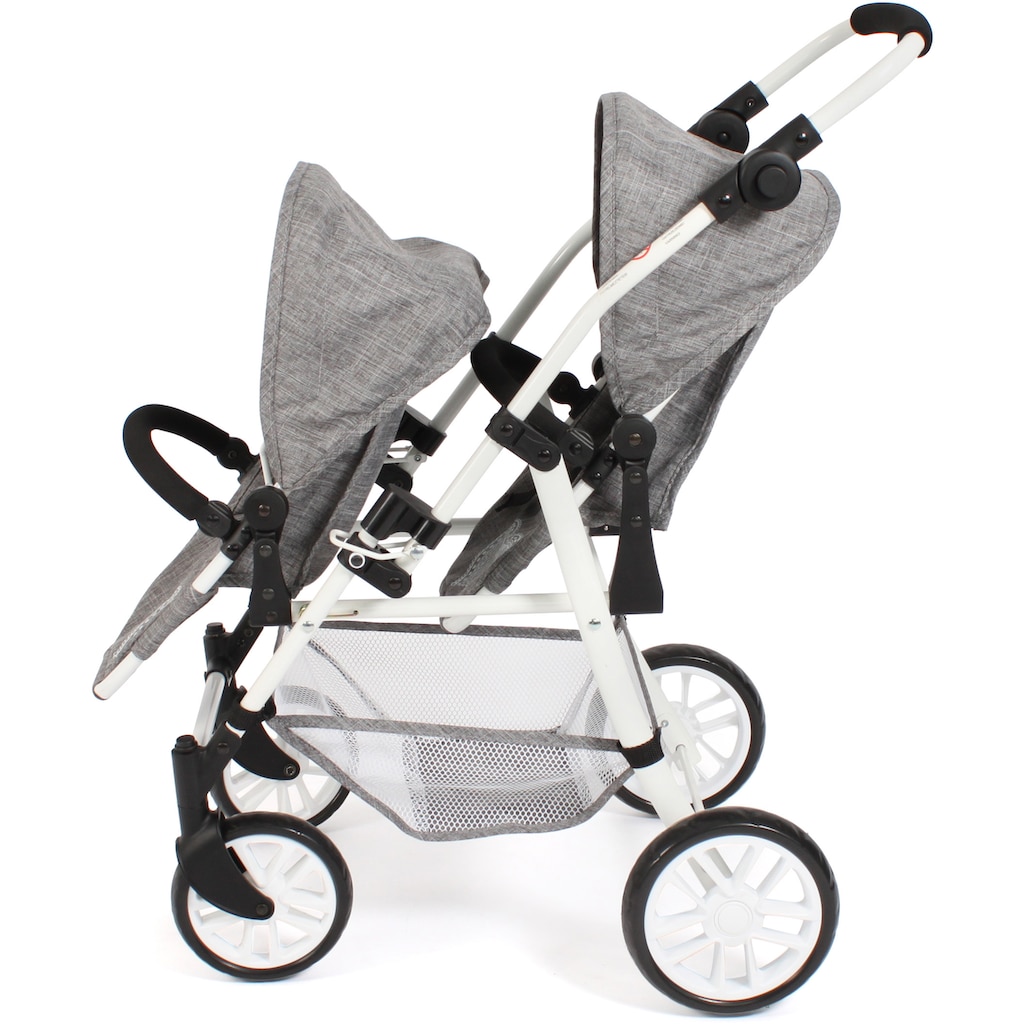 CHIC2000 Puppen-Zwillingsbuggy »Twinny, Jeans Grey«, mit schwenkbaren Vorderrädern