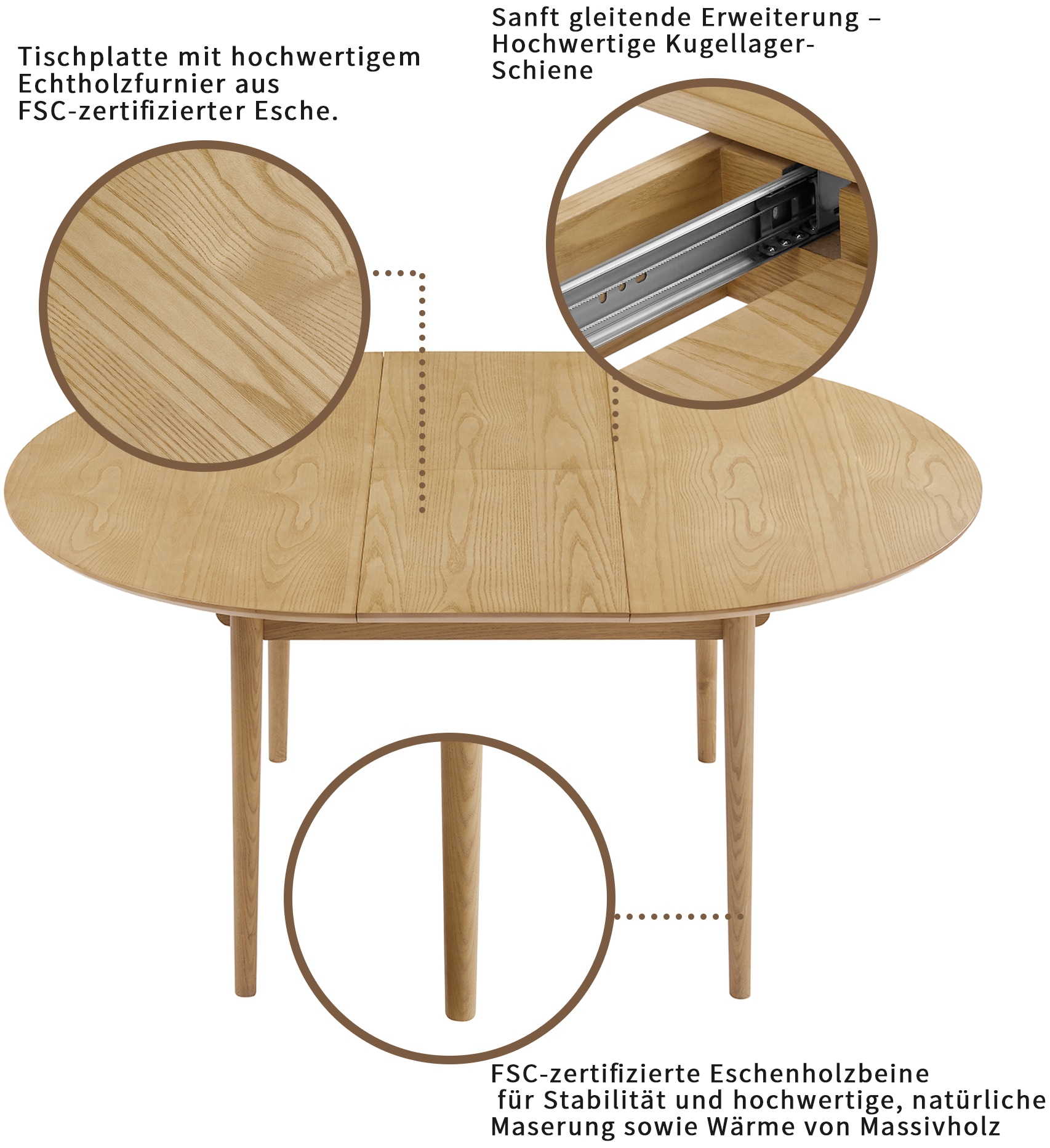 OTTO home Esstisch »Branwell« FSC-zertifiziertem Eschenholz, Breite 120 cm
