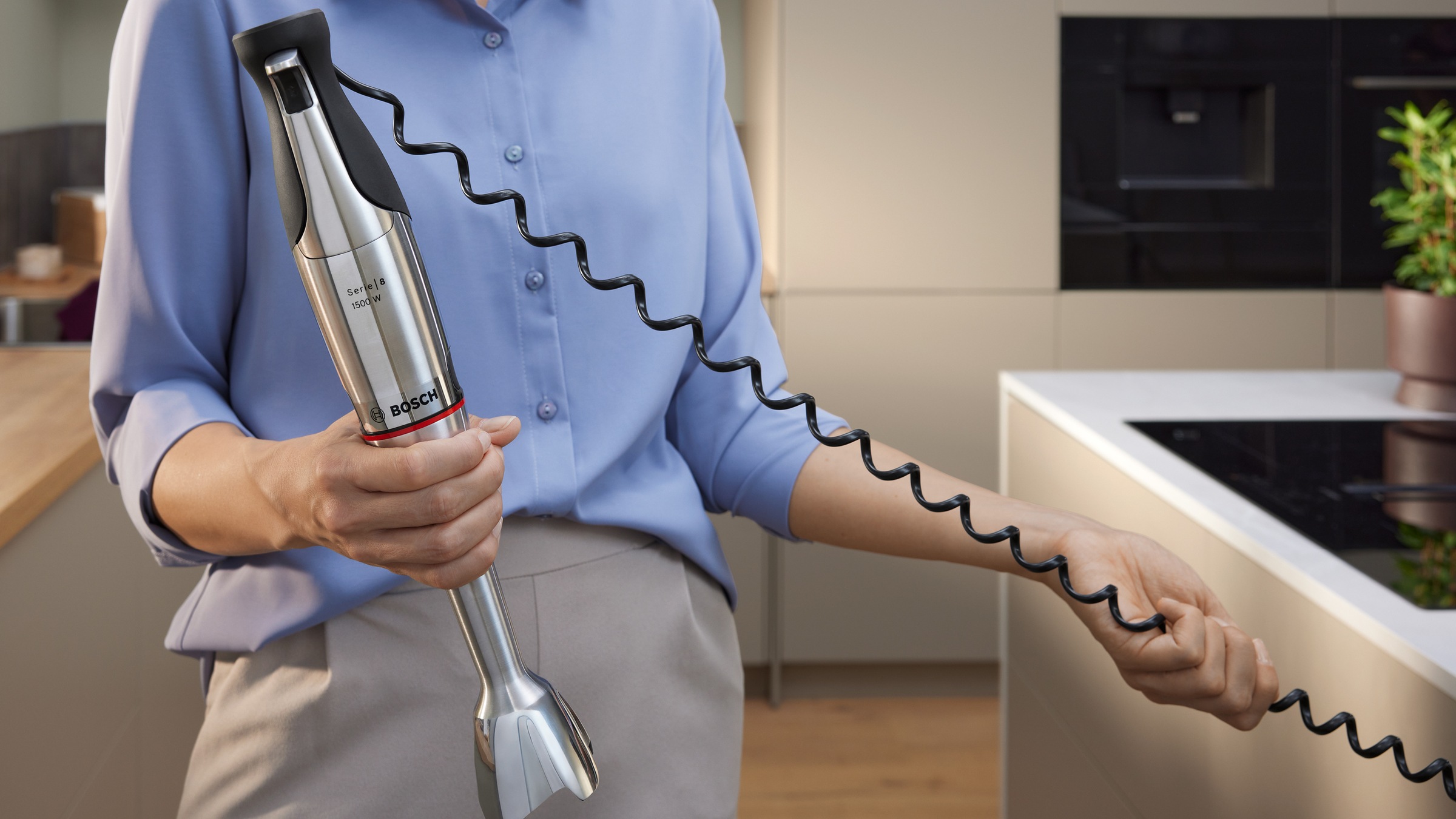 BOSCH Stabmixer »ErgoMaster Serie 8, MSM8M934, Doppelschneebesen, Becher, Zerkleinerer« 1500 W 6 Klingen Edelstahl, Spiralkabel, Keramikkupplung, luftgekühlter Motor