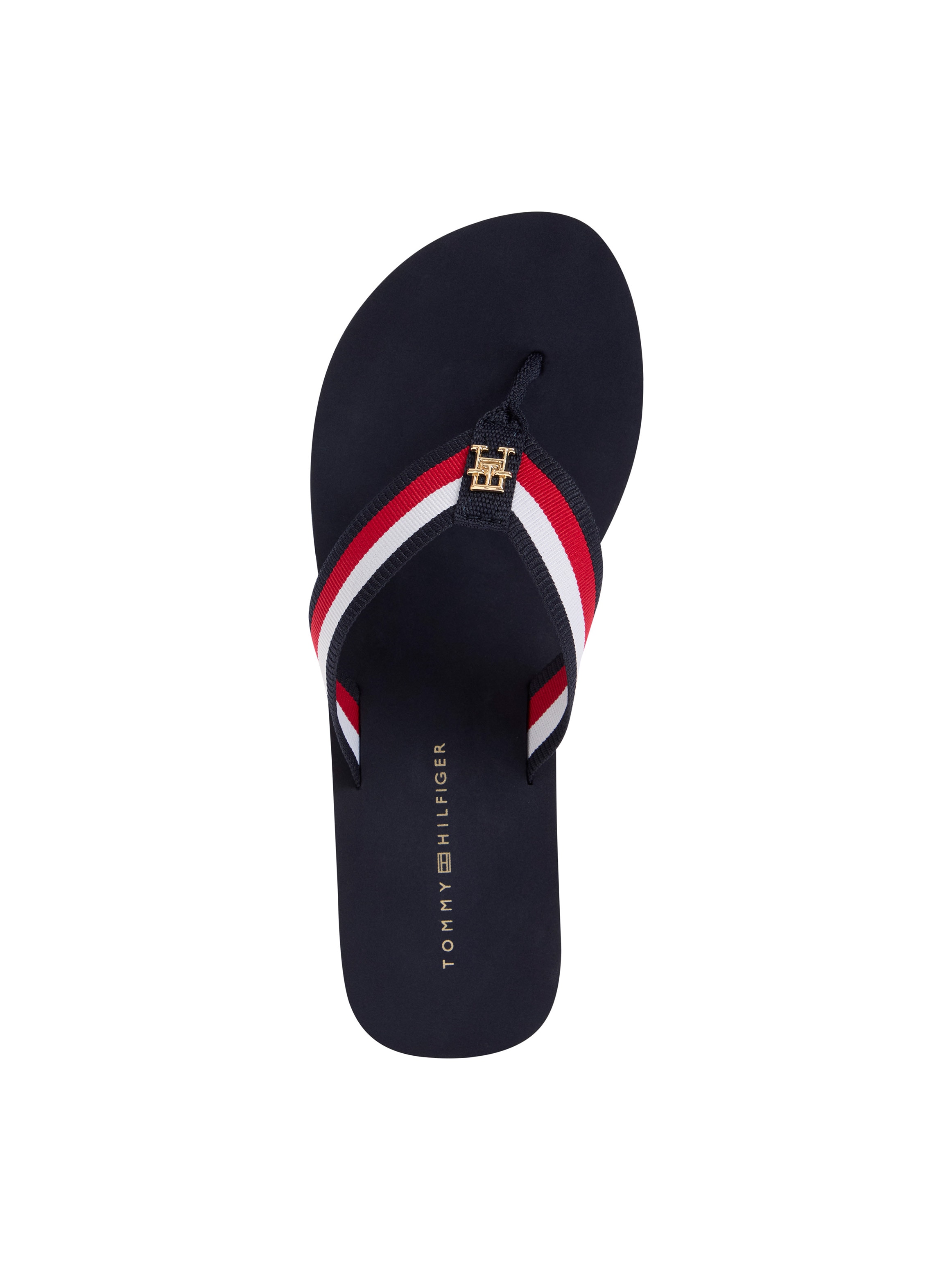 Tommy Hilfiger Dianette »TH CORPORATE WEDGE BEACH SANDAL«, Keilabsatz, Sommerschuh, Zehentrenner mit gestreiften Bandagen