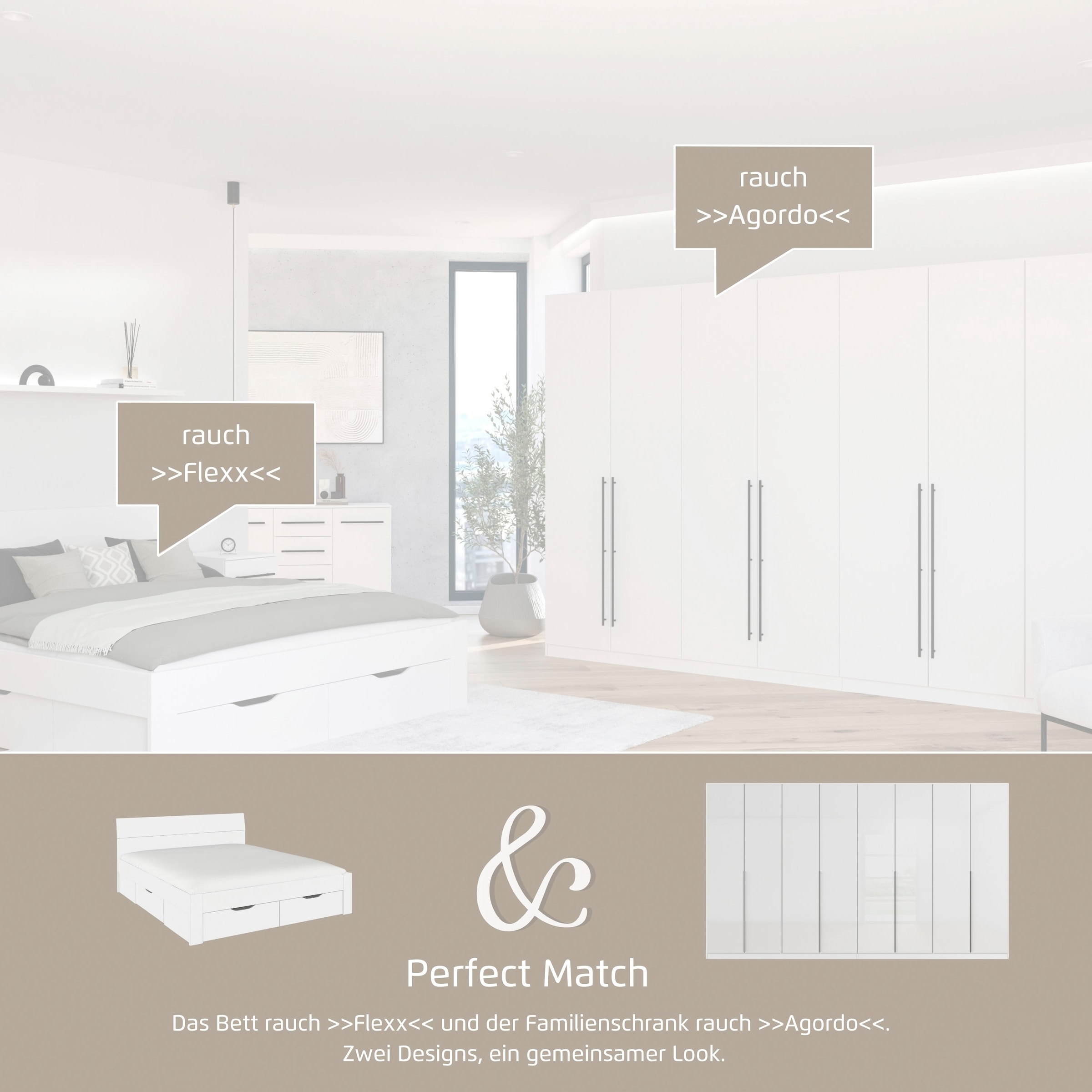 OTTO home Drehtürenschrank »AGORDO« in zwei Griff-Farben, Breiten 91-405 cm, Dekor- oder Hochglanzfront, in 8 Breiten & 2 Höhen, MADE IN GERMANY