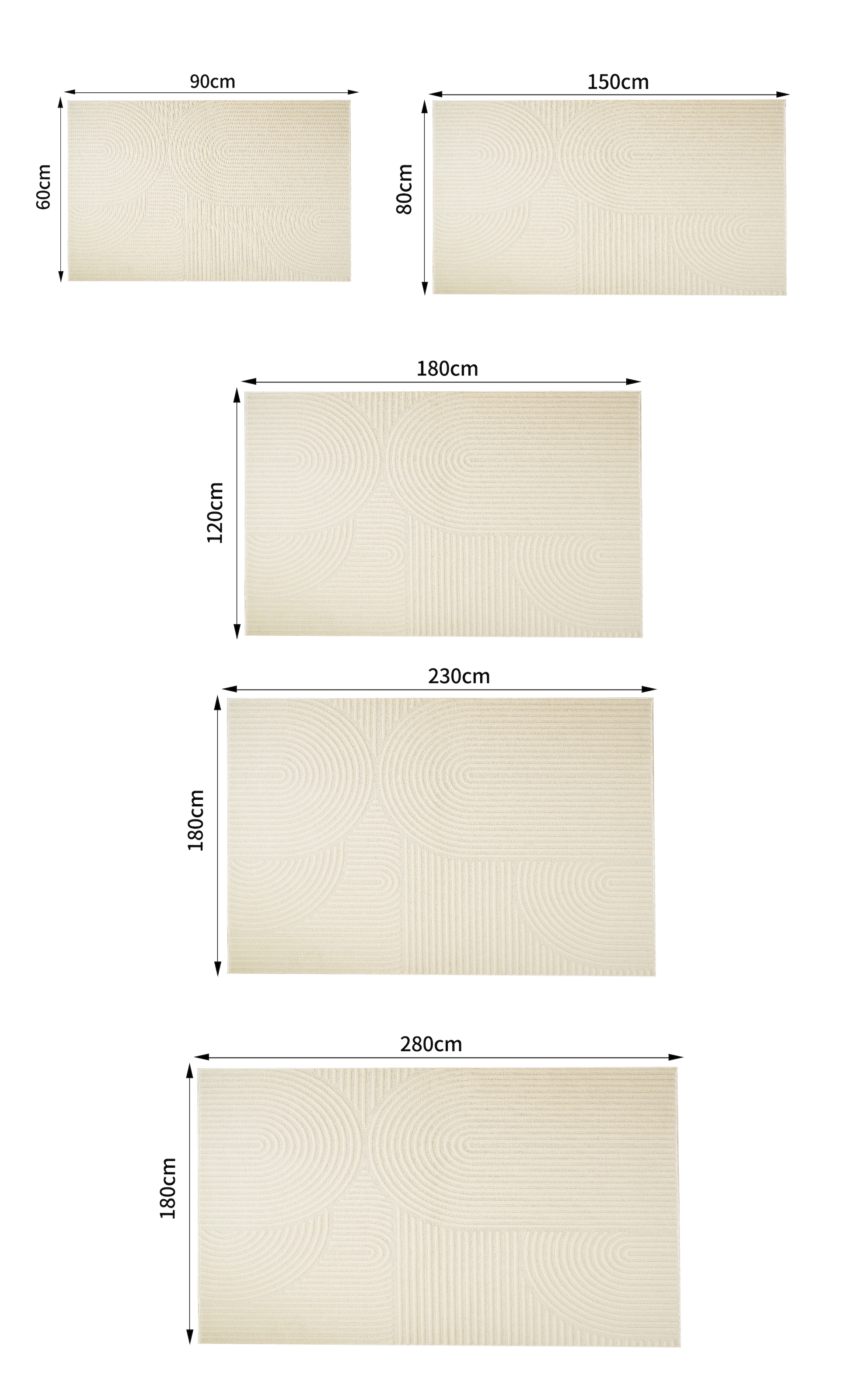 my home Teppich »Jola Hoch-Tief-Design, Scandi-Look, Zen« rechteckig 10 mm Höhe Boho, Modern, 3D, Wohnzimmer, Schlafzimmer, wasserabweisend