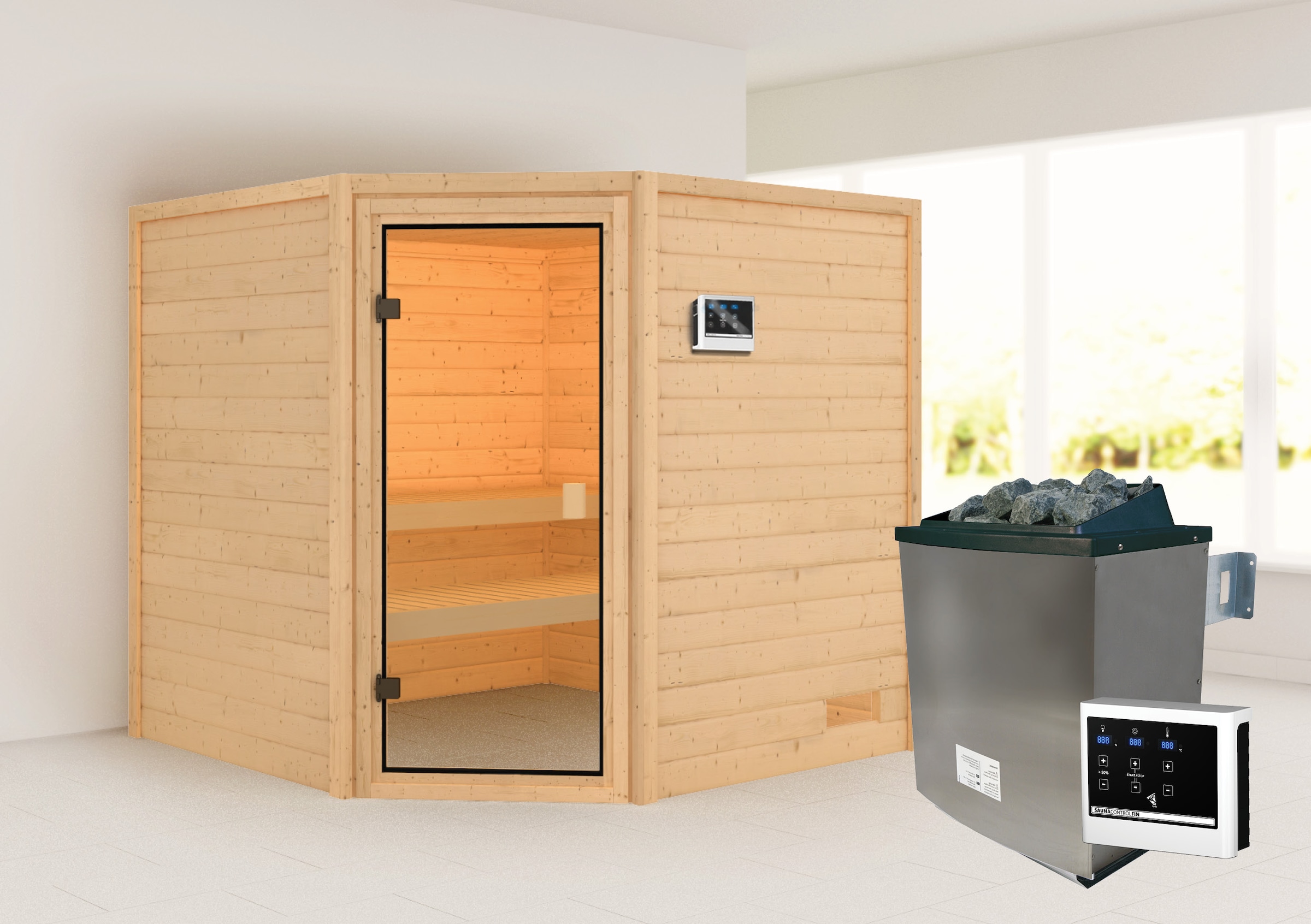 welltime Sauna »Tami«, mit bronzierter Ganzglastür, für bis zu 3 Personen