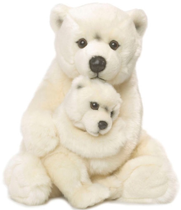 WWF Kuscheltier »Eisbärmutter mit Baby 28 cm«, zum Teil aus recyceltem Material