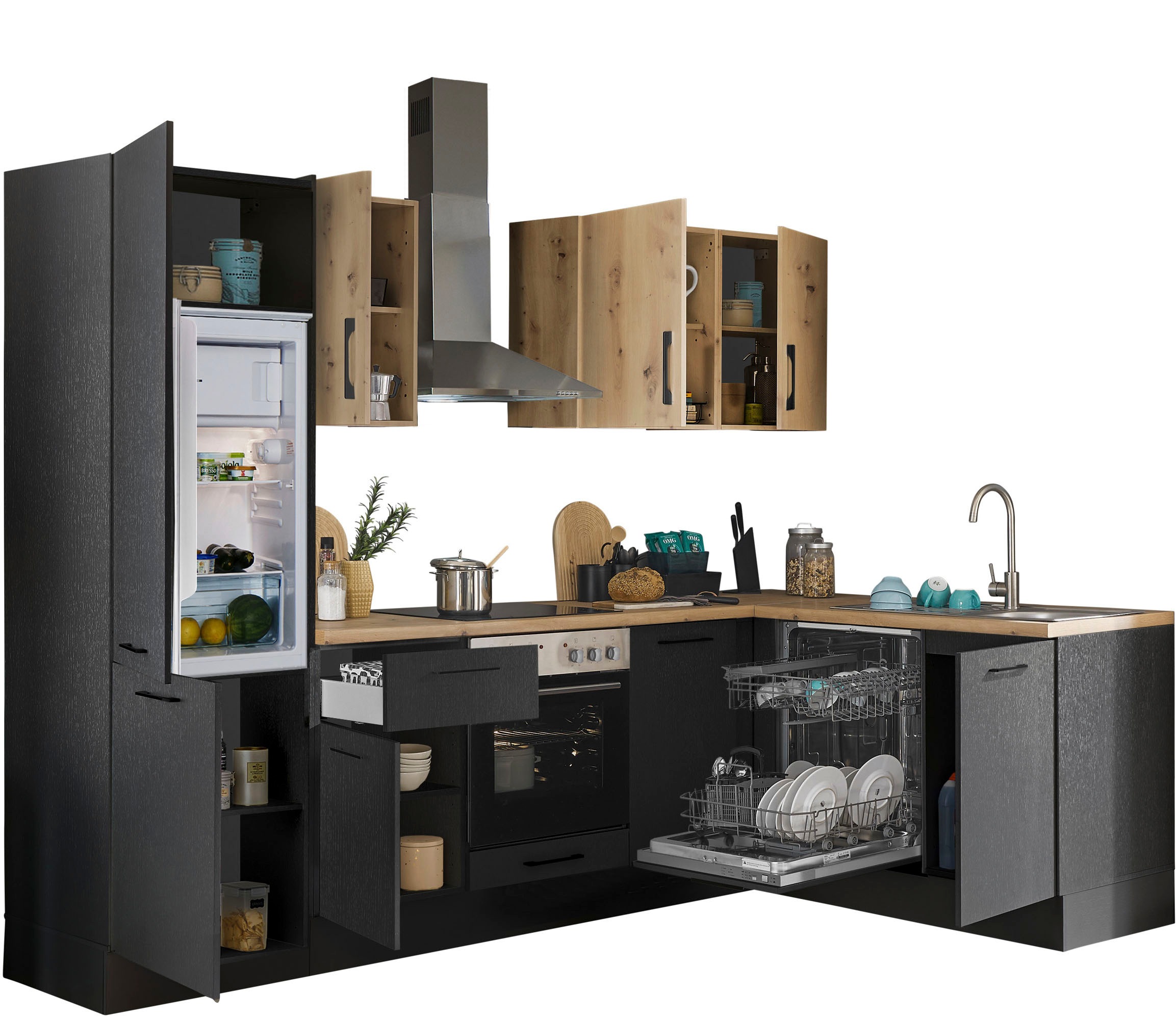 BASIC by Balculina Winkelküche »Turin« Stellbreite 280x175 cm, wahlweise mit E-Geräten