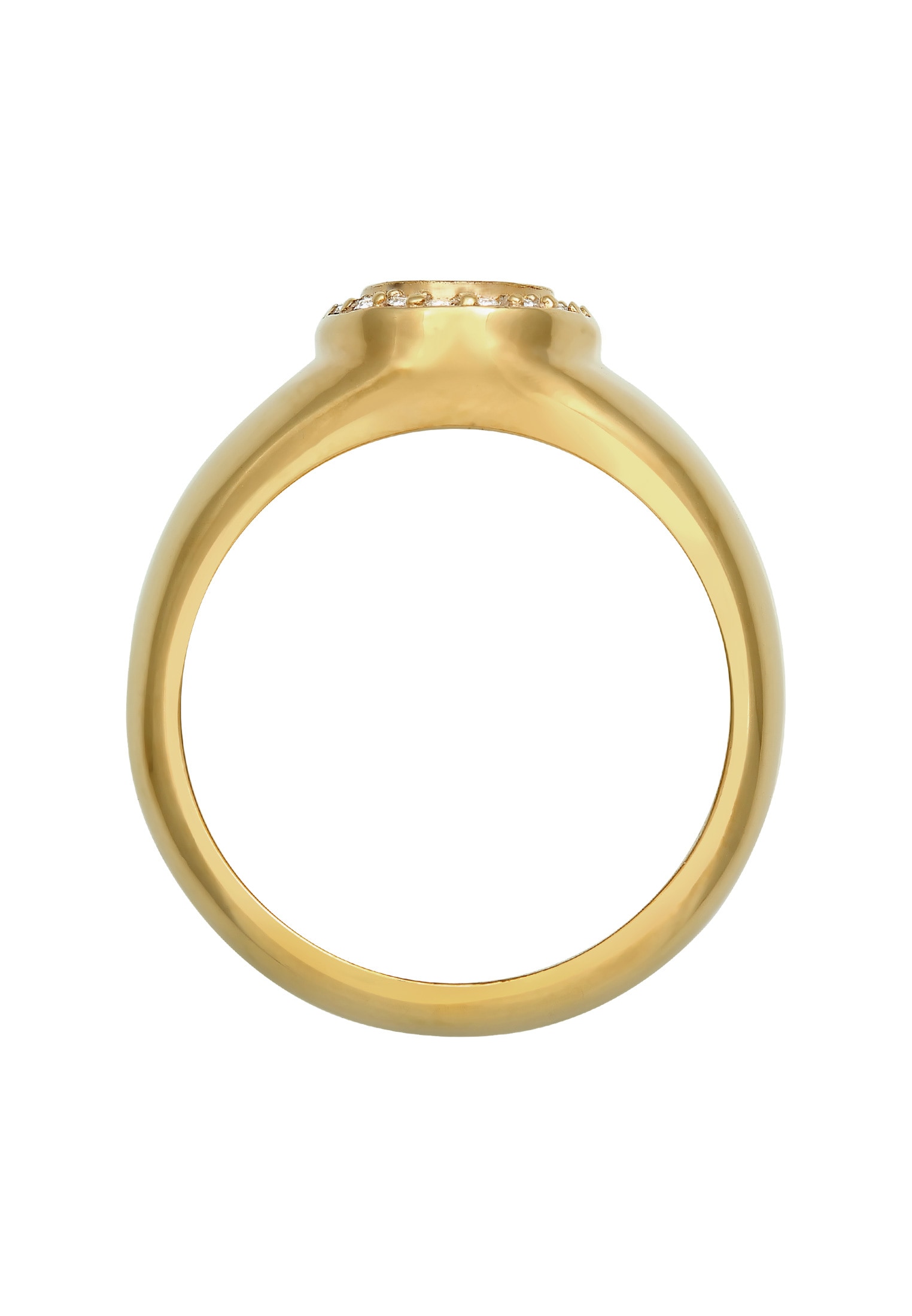 Elli Premium Siegelring »Ring Siegelring Glas Kristalle Weiß 925 Sterling Silber vergoldet«
