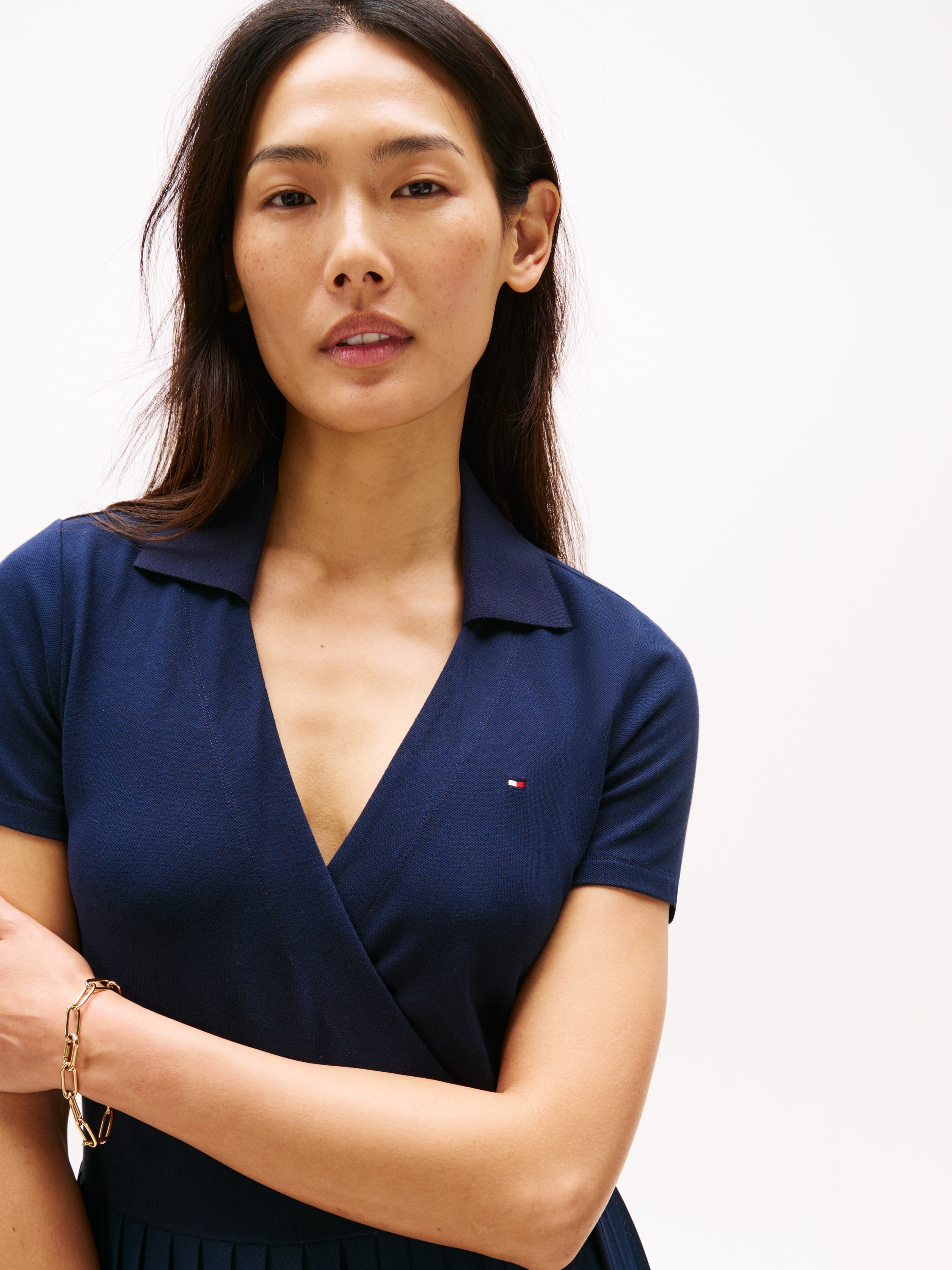 Tommy Hilfiger Wickelkleid »1985 PLEATED WRAP POLO DRS«, mit Bundfalten
