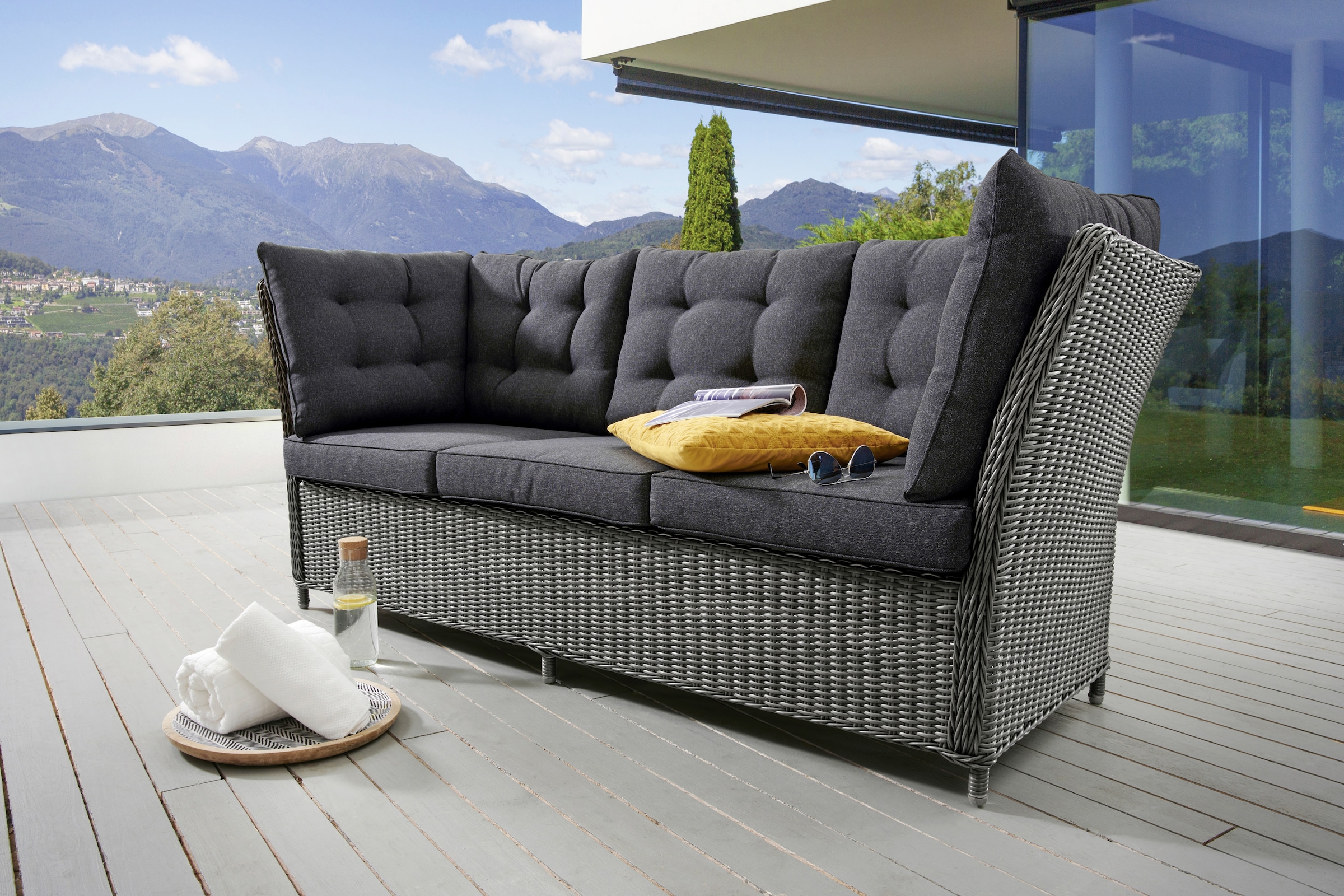 Loungesofa »PALMA«, Aluminium, Polyrattan, 3er Bank, inkl. Auflagen