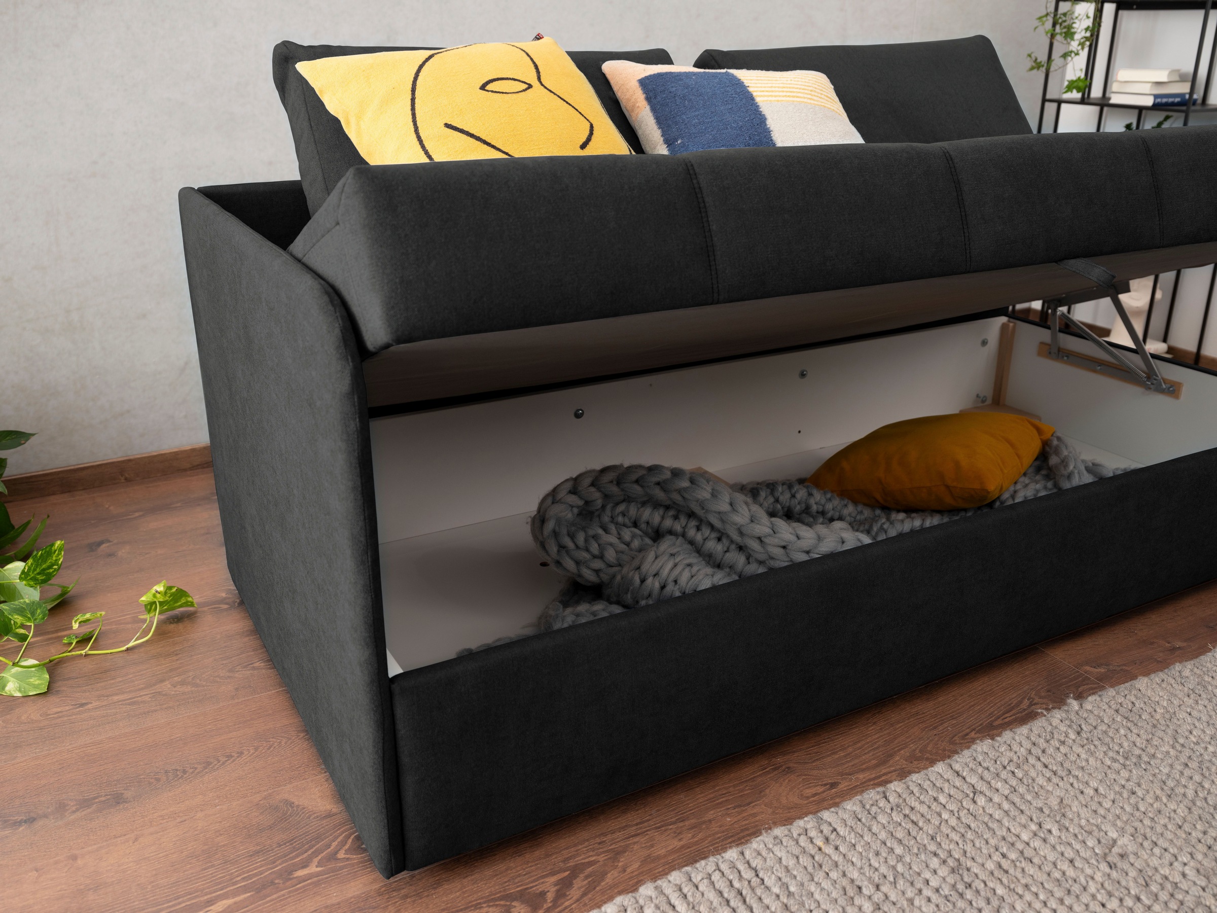 alina Schlafsofa »Marla« inkl. Stauraum & 2 Rückenkissen, Armlehne wahlweise links oder rechts