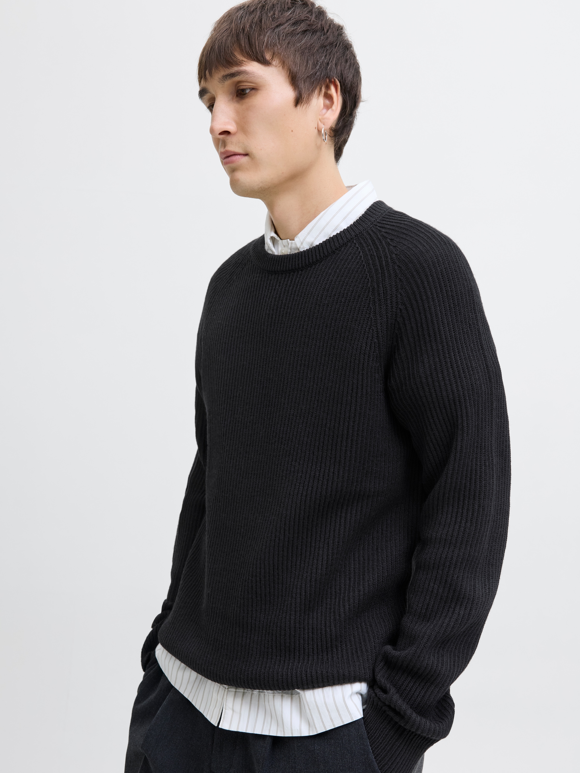 Jack & Jones Rundhalspullover »JJPANNEL KNIT CREW NECK AW25«