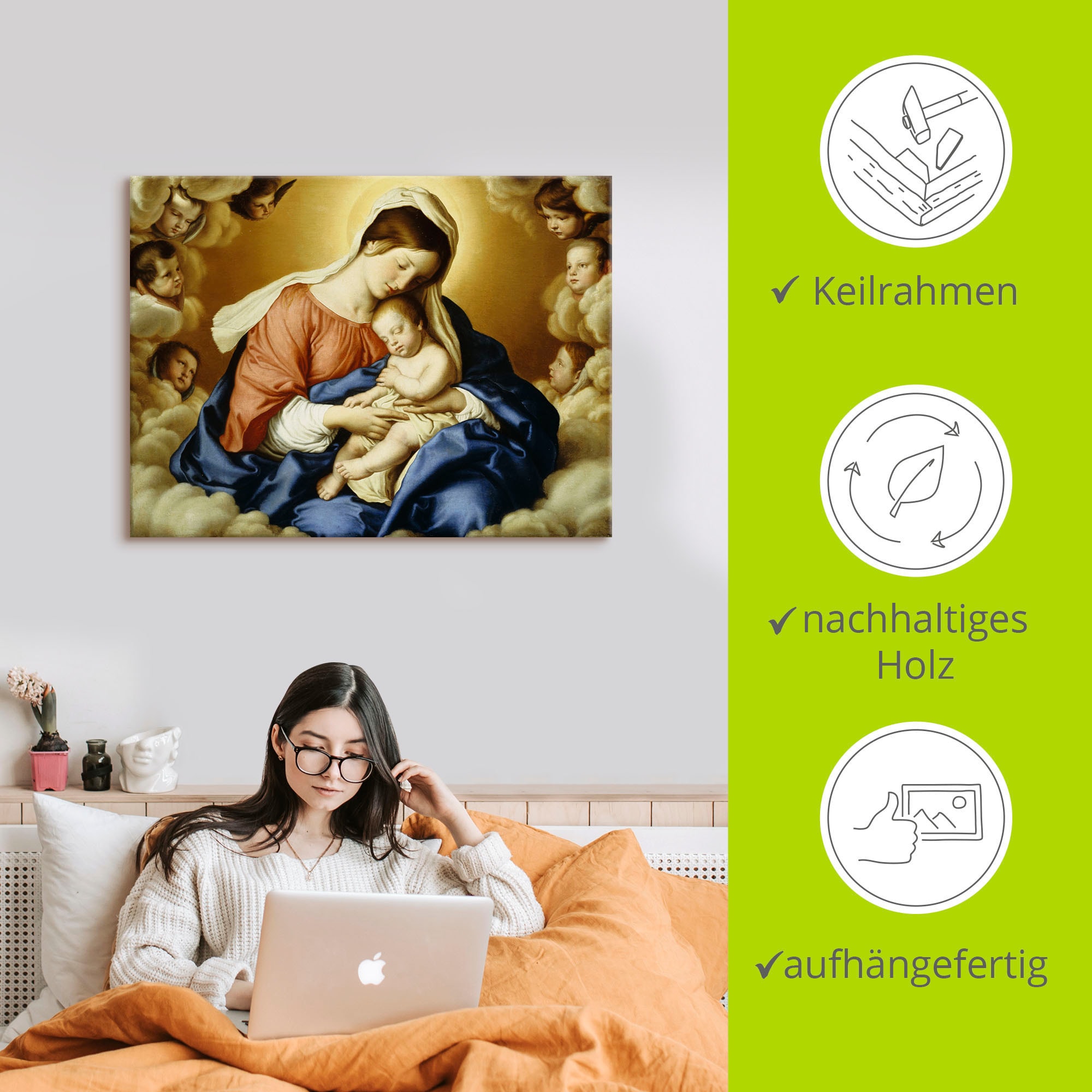 Artland Leinwandbild »Madonna mit Kind.«, Religion, (1 St.), auf Keilrahmen gespannt