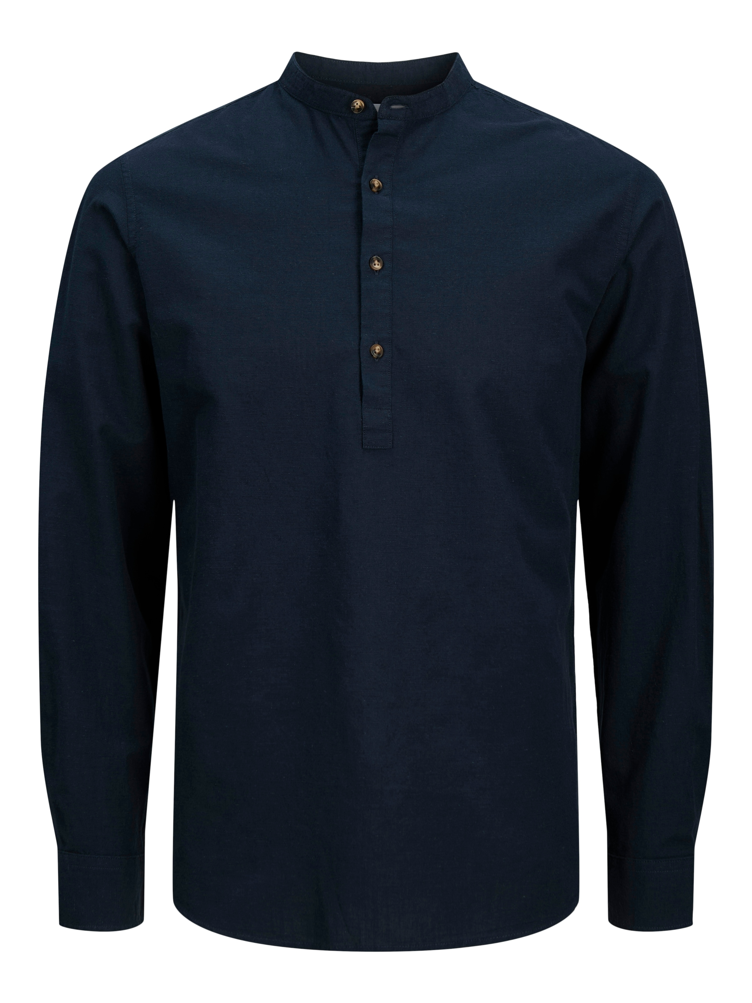Jack & Jones Langarmhemd »JJESUMMER HALF PLACKET SHIRT LS SN«, mit Bandkragen