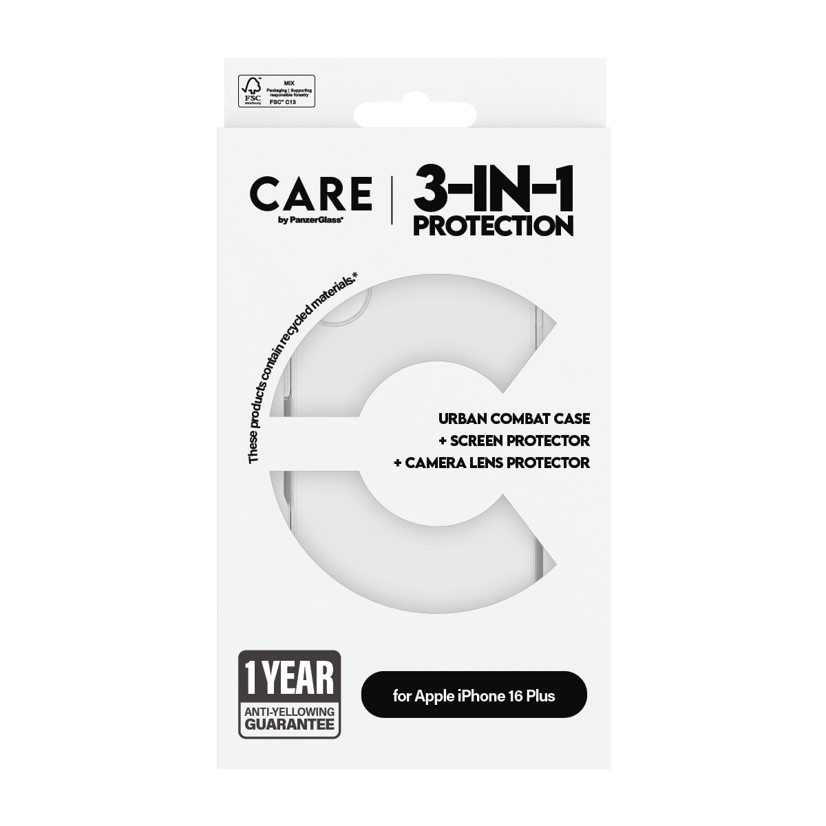 CARE by PanzerGlass Displayschutzglas »3-in-1 Protection, Glass, Case, Lenscover«, für Apple iPhone 16 Plus, Displayschutzfolie, Schutzfolie, Bildschirmschutz, kratz- & stoßfest