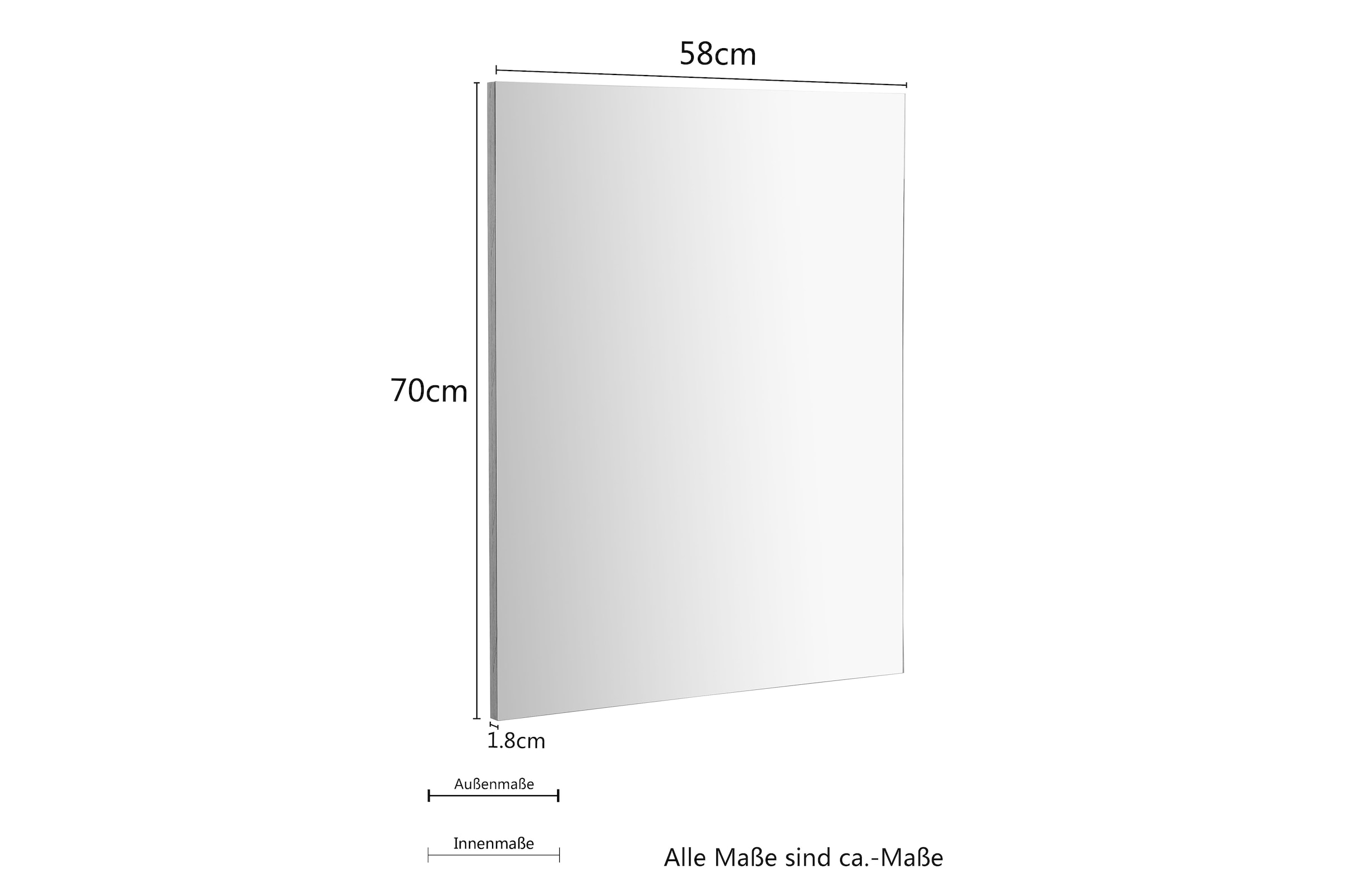 welltime Badspiegel »Lund Badezimmerspiegel Spiegelschrank ohne LED Beleuchtung«, Spiegel Breite 58cm klassisches Design fürs Badezimmer