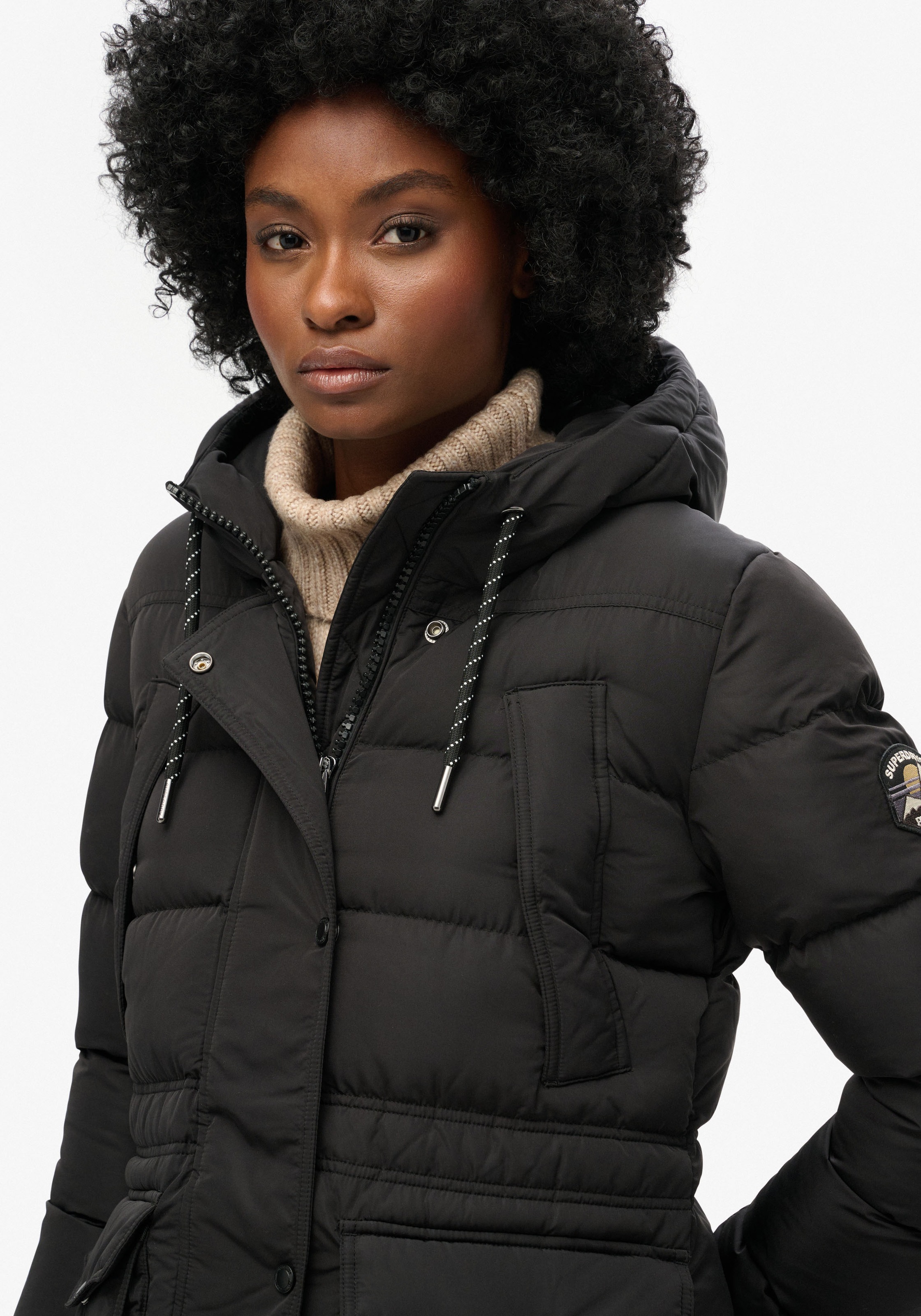 Superdry Steppjacke »EVEREST MID LENGTH PUFFER JKT«, mit Kapuze