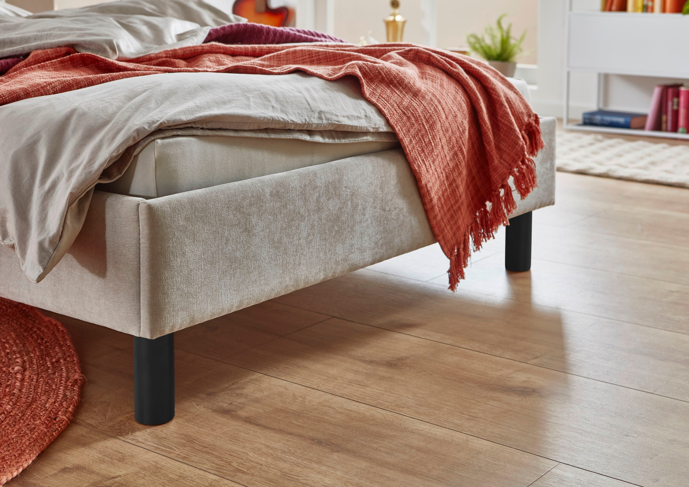 meise.möbel Polsterbett »Joker, in verschiedenen Breiten und Farben erhältlich« wahlweise mit schwarzem oder eichefarbigem Holzfuß