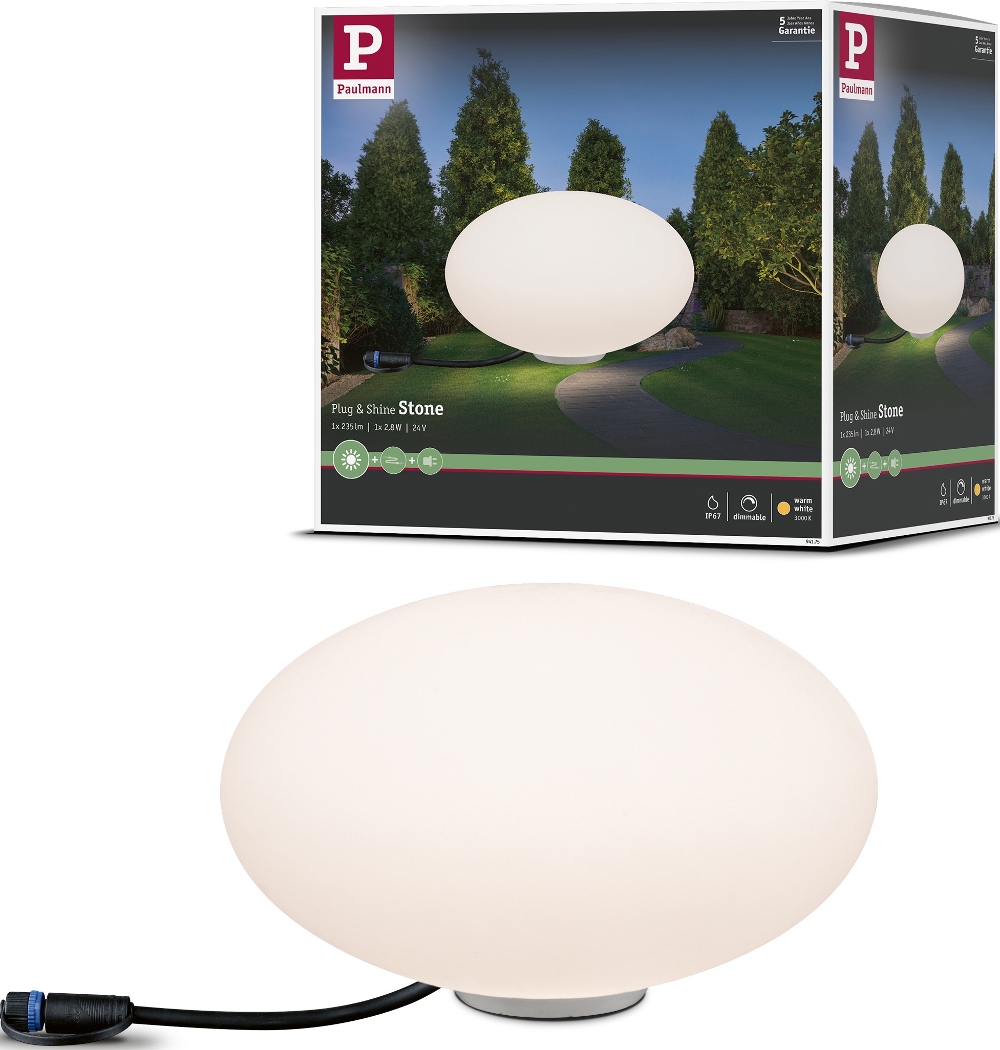 Paulmann LED Kugelleuchte »Plug & Shine«, 1 flammig, Leuchtmittel LED-Modul | LED fest integriert, LED-Modul, IP67 3000K 24V