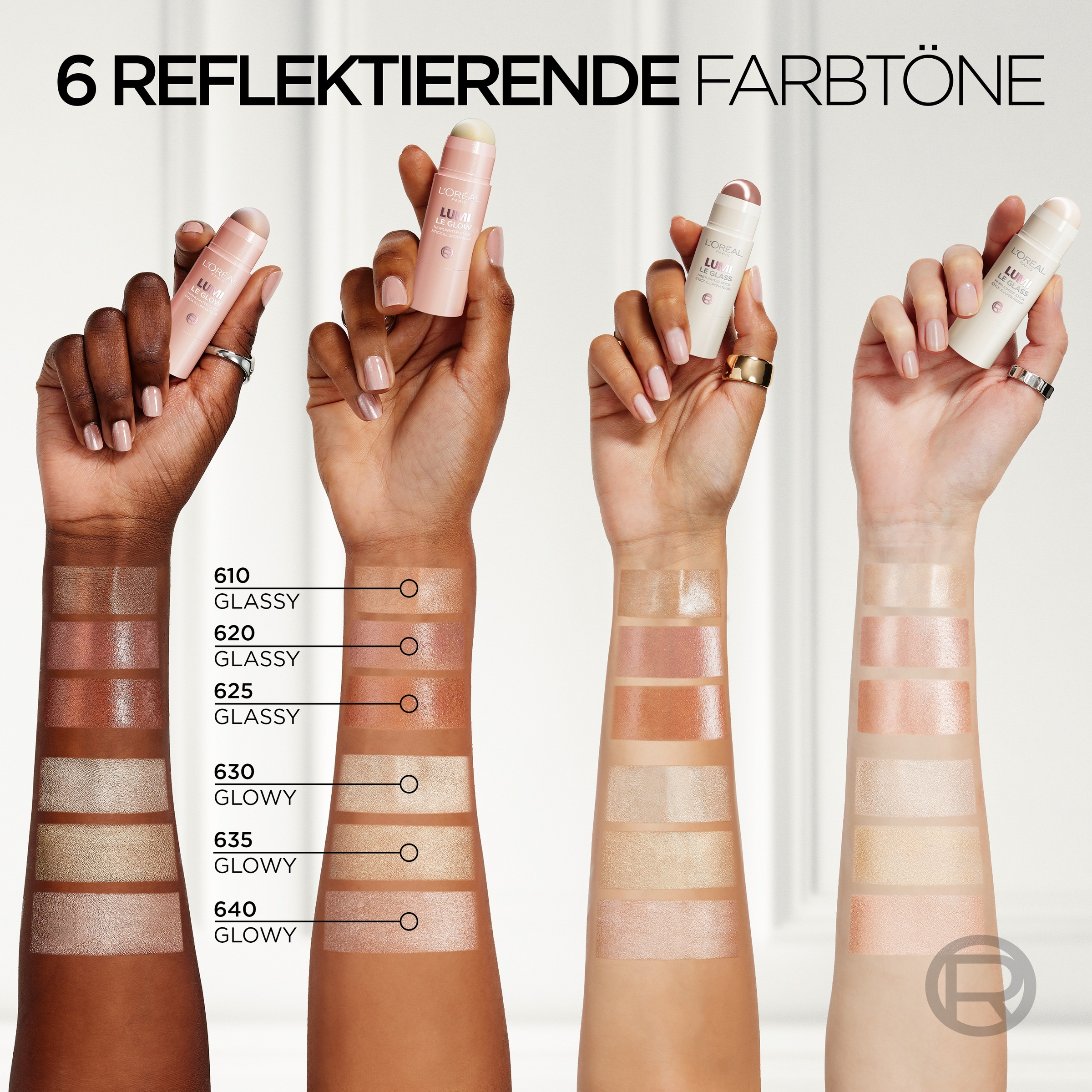 L'ORÉAL PARIS Highlighter »L'Oréal Paris Lumi Le Glass Highlighter Stick«, Reflektierender Wet-Look, hält den ganzen Tag, einfach aufzutragen.