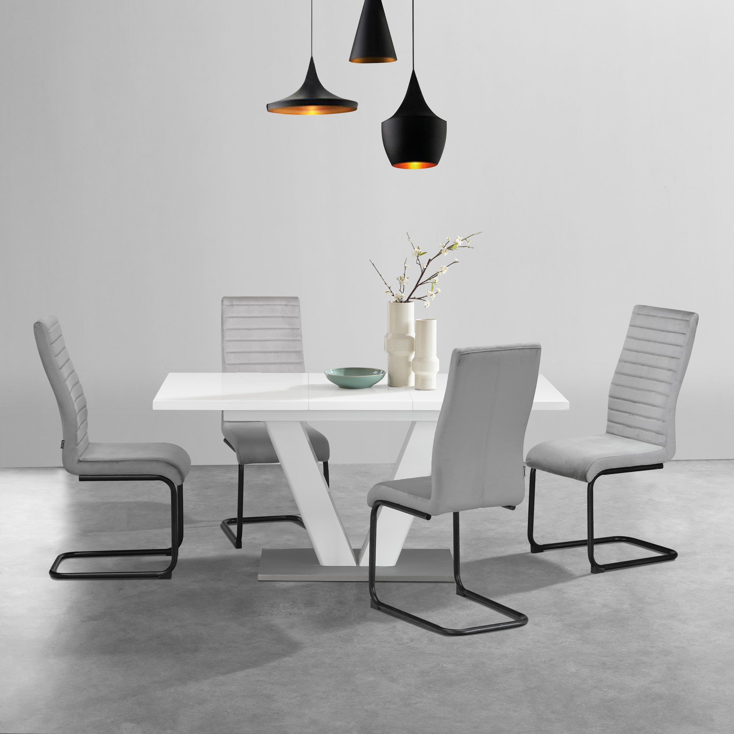 Home affaire Esstisch »Elbach«, Hochglanz weiß, Ausziehtisch 120-160 cm, Esszimmer