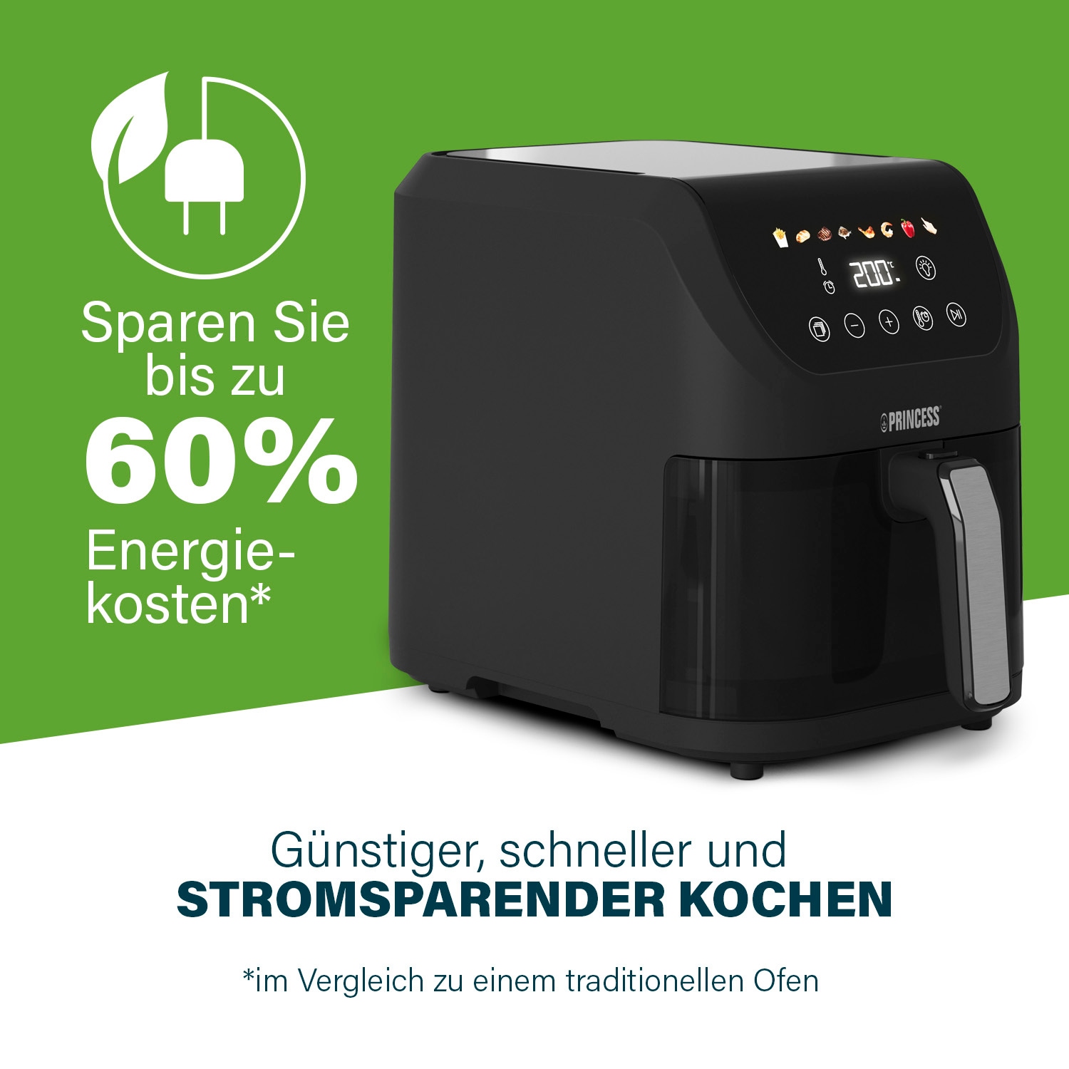 PRINCESS Heißluftfritteuse »182240 Slim Airfryer 5L -Platzsparendes Design - Ölfrei - 8 Programme«, 1500 W, Fassungsvermögen 5 l