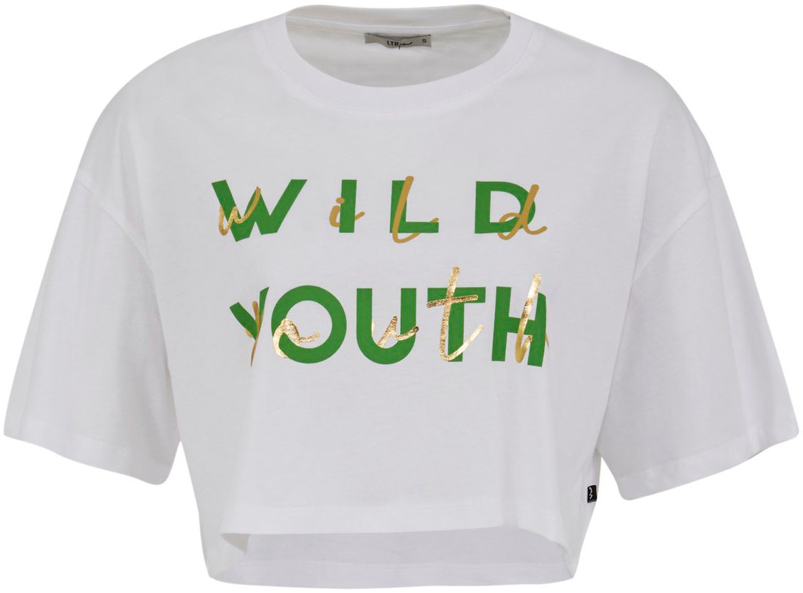 LTB Kurzarmshirt »NAYIDA«, in lässiger Passform mit WILD YOUTH Schriftzug und in cropped Länge
