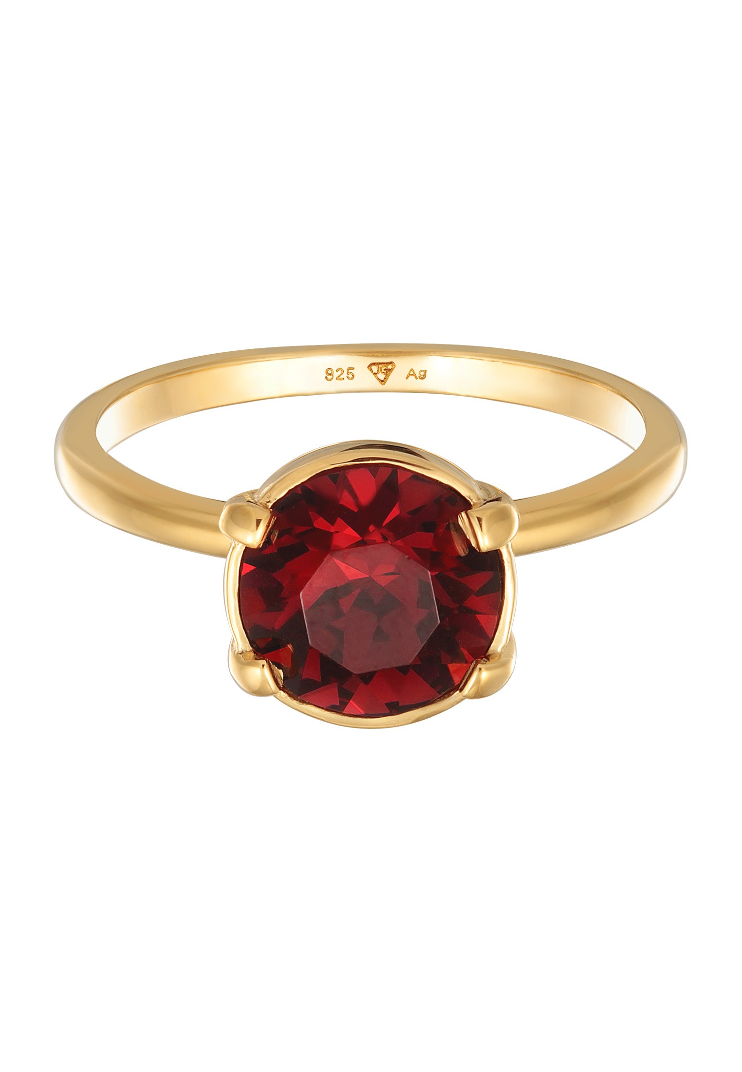 Elli Silberring »Ring Solitär Kristalle 925 Silber vergoldet«