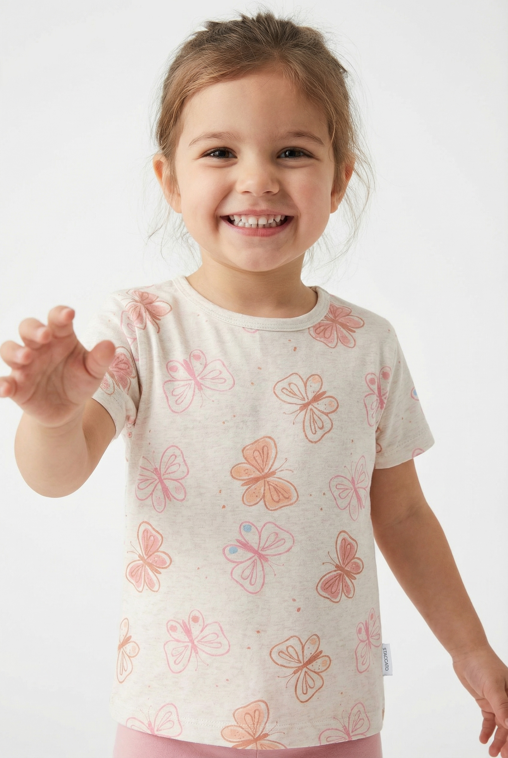 STACCATO T-Shirt 2 tlg. 2er Pack, bedruckt und mit Schmetterlings-Muster, für Girls