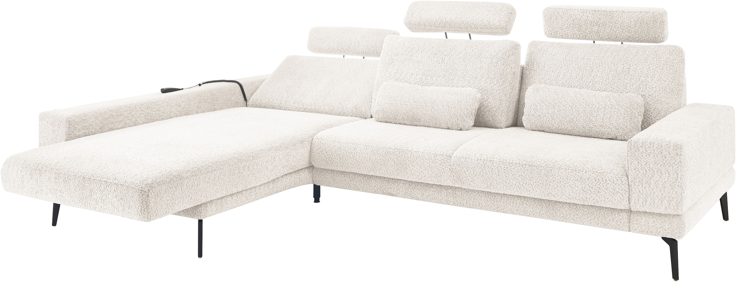 set one by Musterring Ecksofa »SO 3600, inkl motor. Sitztiefenverstellung, Kopfstützen, Nierenkissen«, Sitzhöhe 44 cm, Federkern, Breite 293 x Tiefe 180 cm, Kama natur