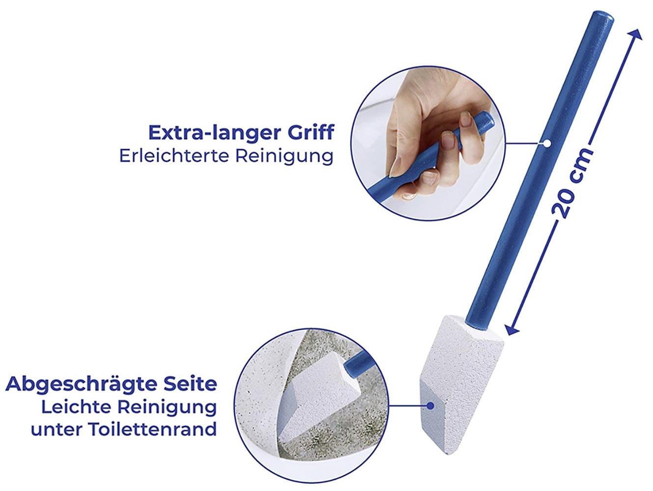 Maximex Reinigungsbürsten-Set »Toilettenreiniger Spezial«, 3 St., aus Holz-Keramik, mit abgeschrägtem Bimsstein und Holzgriff, Reinigung ohne Chemie