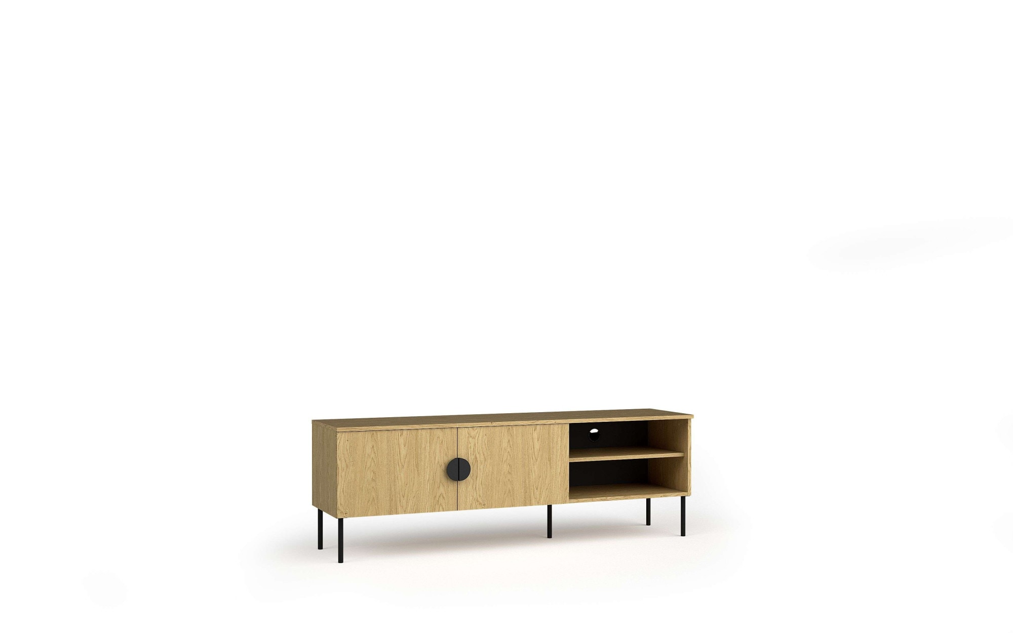 Home affaire Lowboard »BELLOT TV-Schrank mit 2 Türen, Maße B/T/H: 160/40/53,6 cm«, (1 St.), in baltischer Eichenfarbe, mit holzähnlicher Struktur