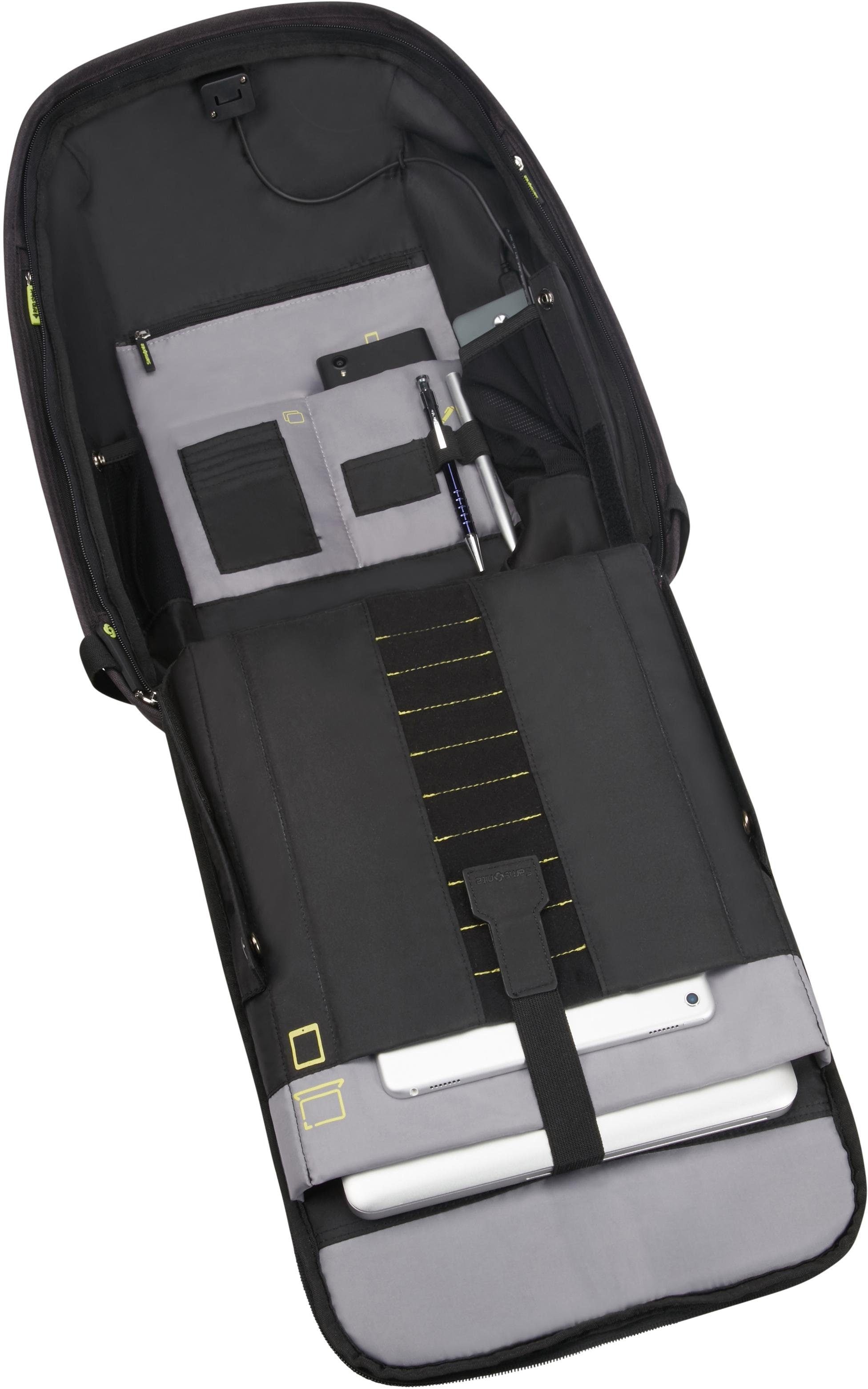 Samsonite Laptoprucksack »Securipak, black steel«, Reflektoren, Freizeitrucksack Schulrucksack Cityrucksack USB-Schleuse