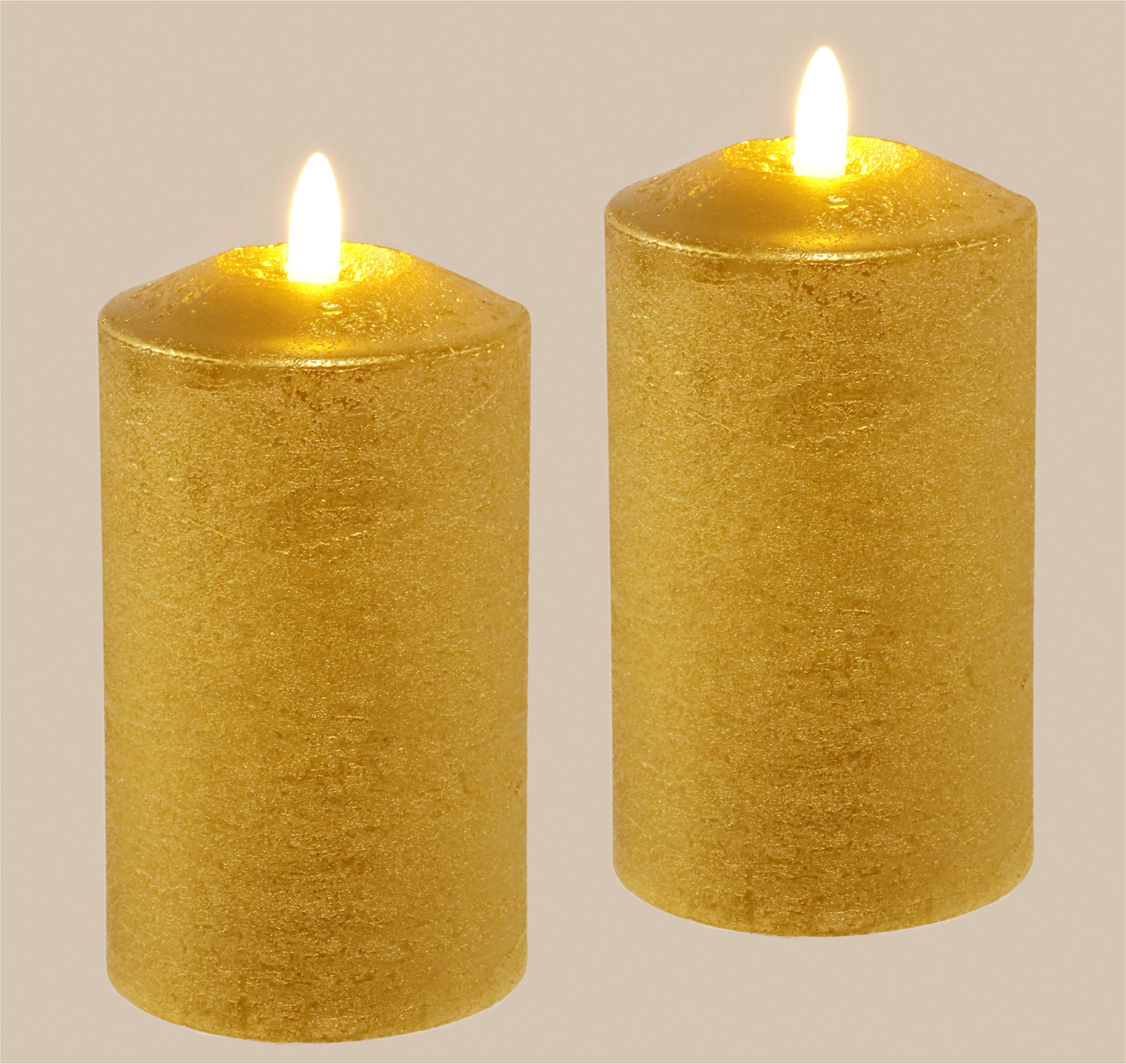 I.GE.A. LED-Kerze »Batteriebetriebene LED-Kerzen aus Echtwachs, Höhe ca. 12,5 cm«, warmweißes Stimmungslicht, Stumpenkerze für den Adventskranz