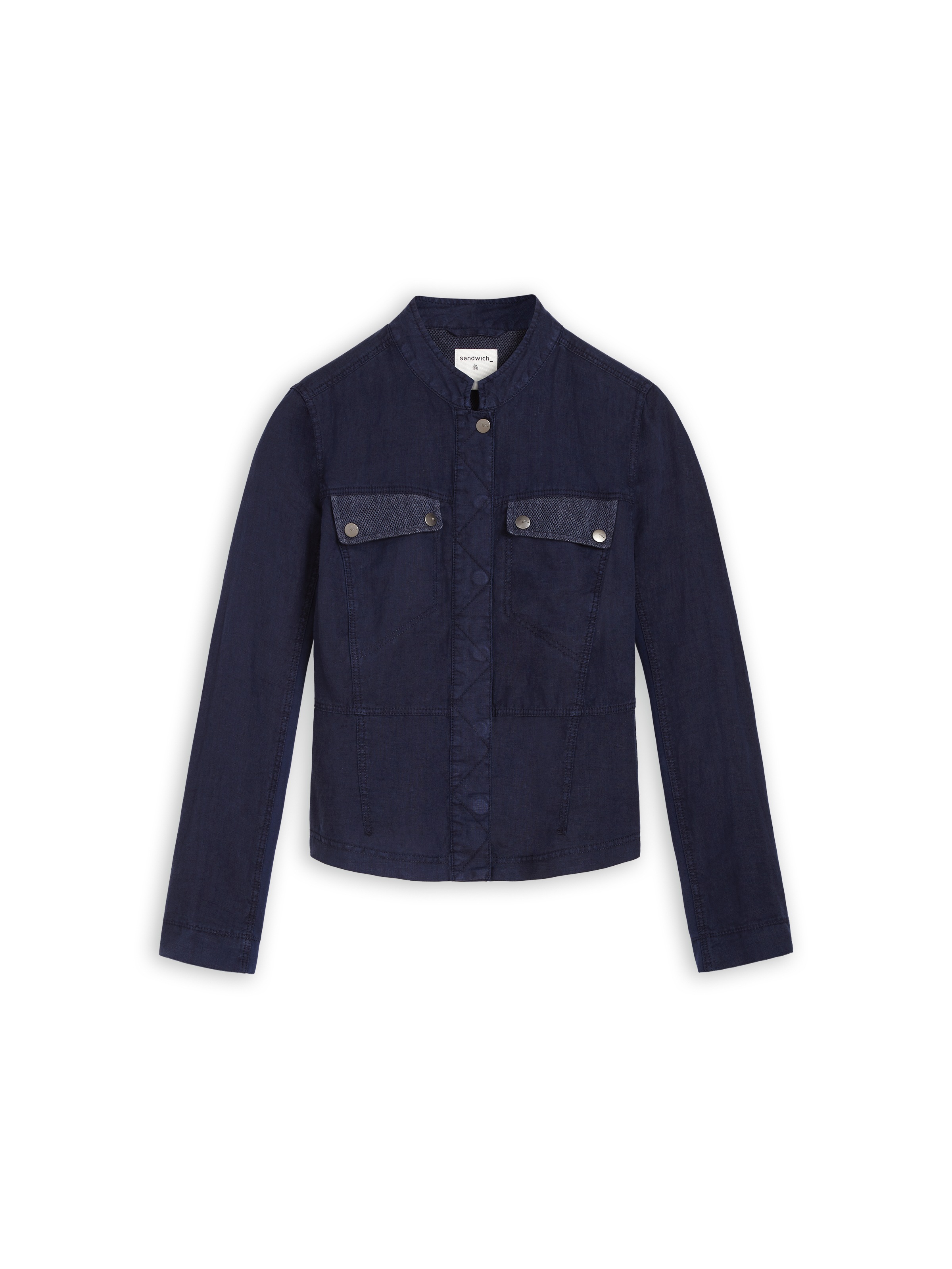 Sandwich Leinenjacke mit Netzdetails