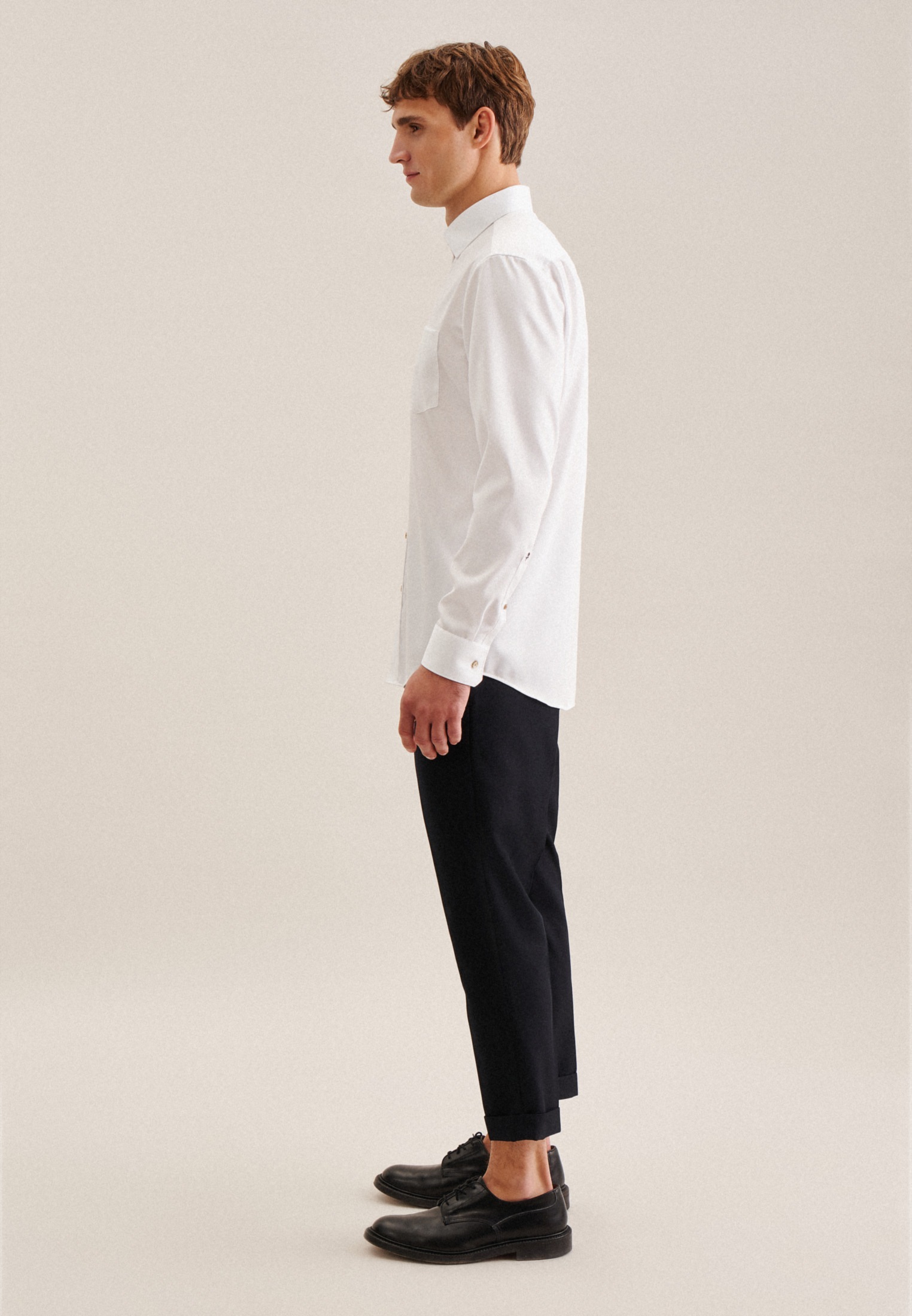 seidensticker Businesshemd »Regular«, Regular Langarm Covered-Button-Down-Kragen Uni