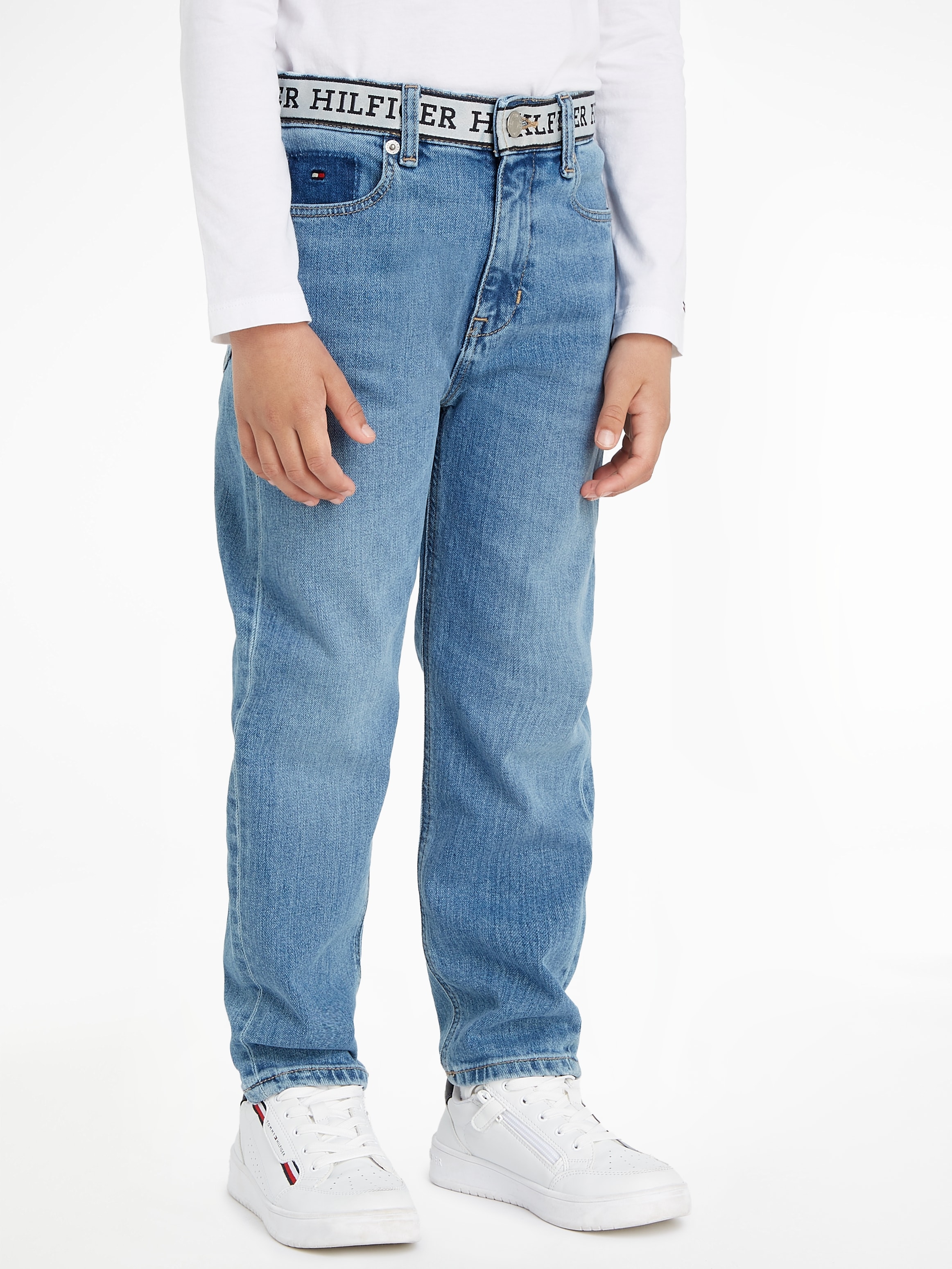 Straight-Jeans »ARCHIVE RECONSTRUCTED MID WASH«, mit Logoschriftzug am Bund