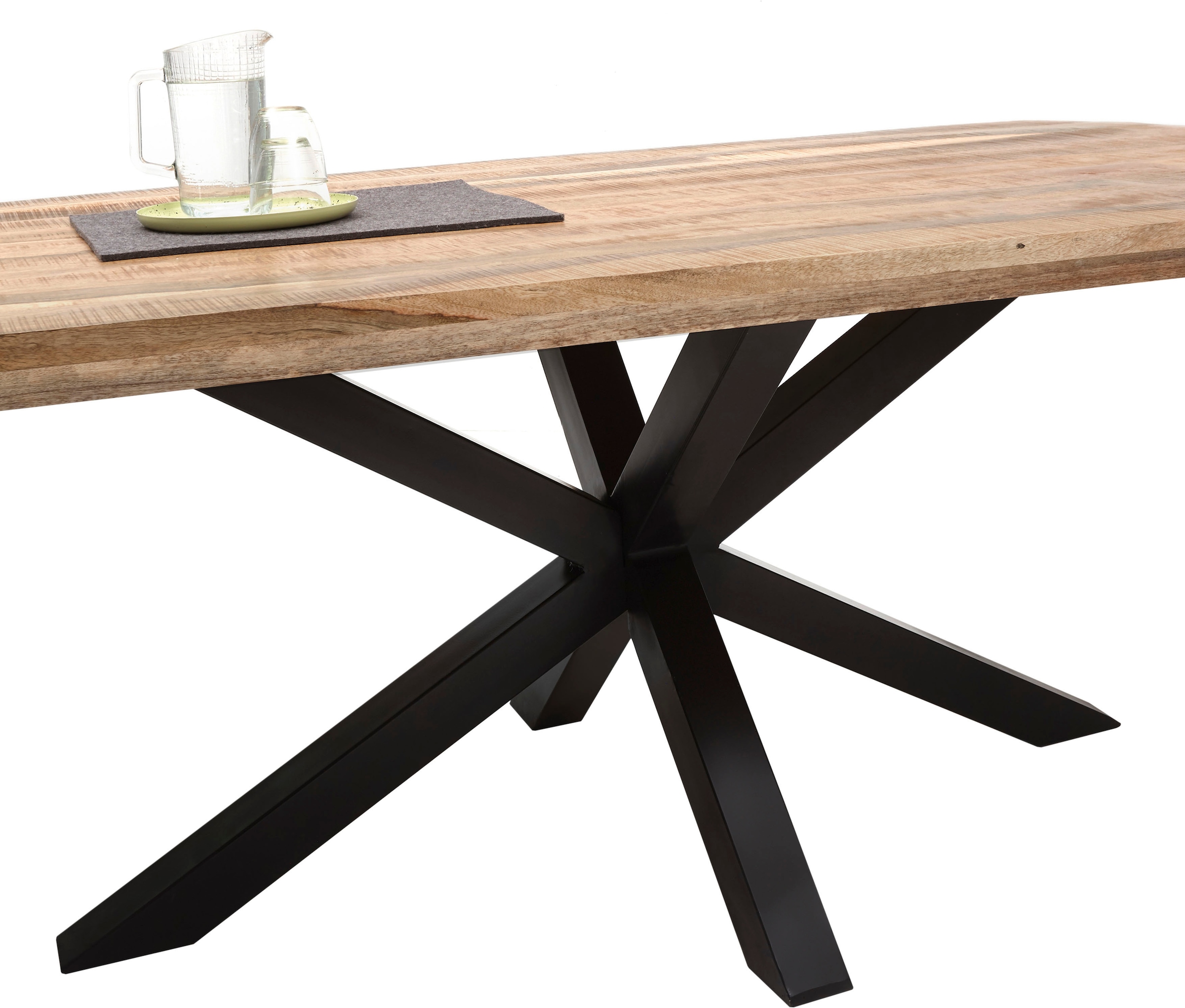 Stolkom Esstisch »Veneti«, 200 cm breit in Bootsform, Tisch Mango Massivholz